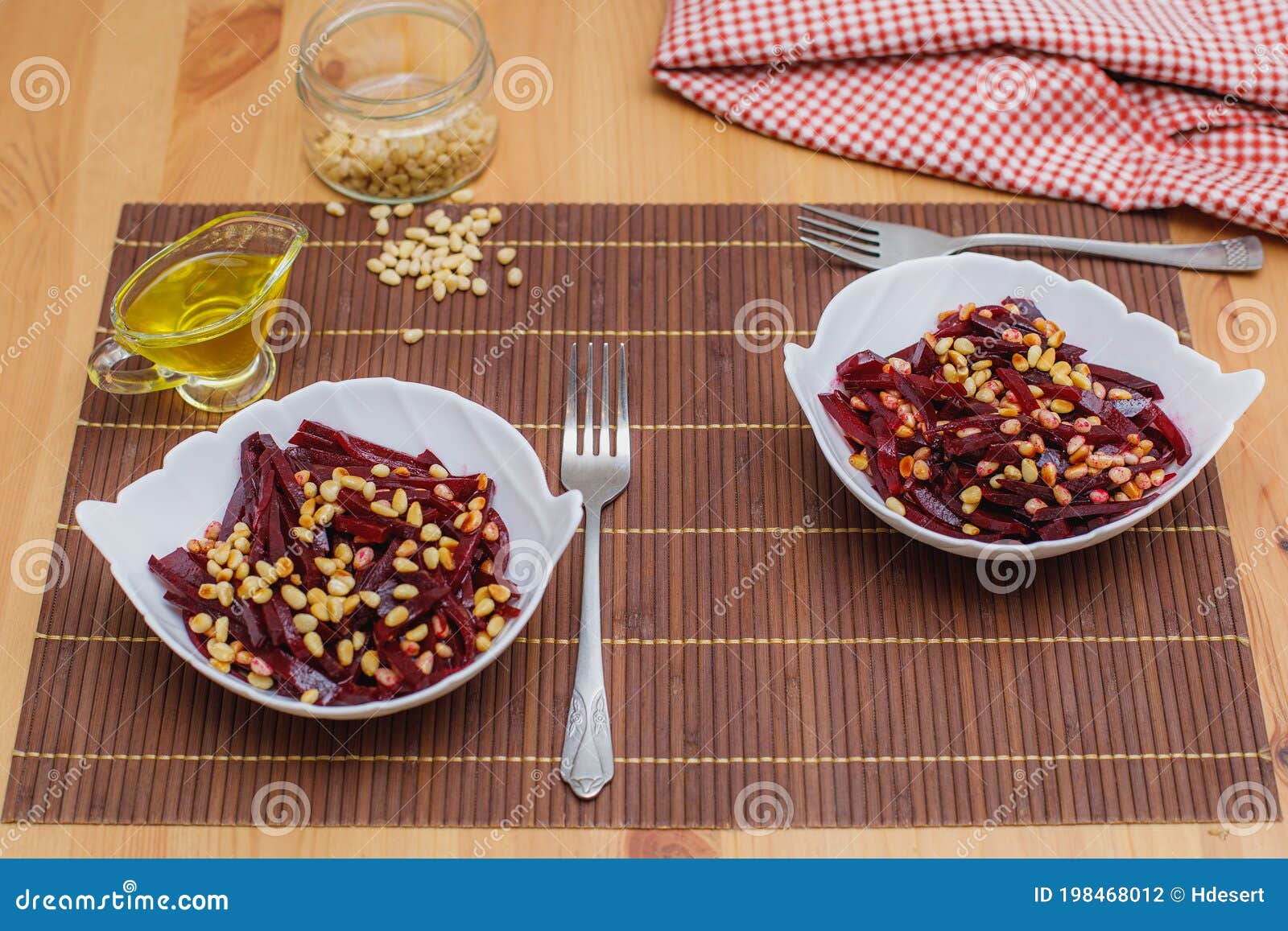 Beet Salad with Pine Nuts in Plate Stock Photo Image of prepared
