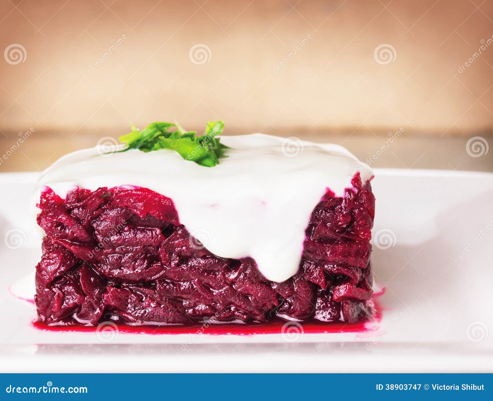 Beet Salad with Sour Cream, Square Shape Stock Image Image of