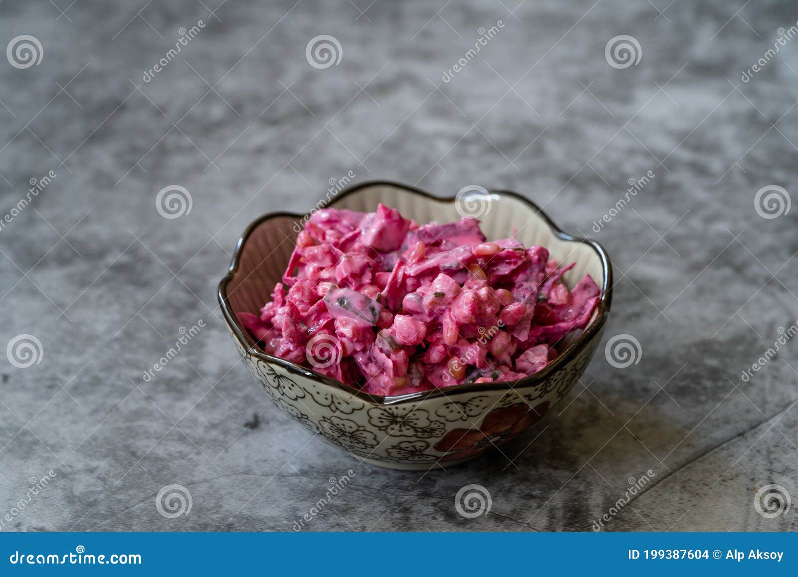 Beet Salad with Yogurt, Wheat and Beetroot. / Yoghurt Appetizer Stock
