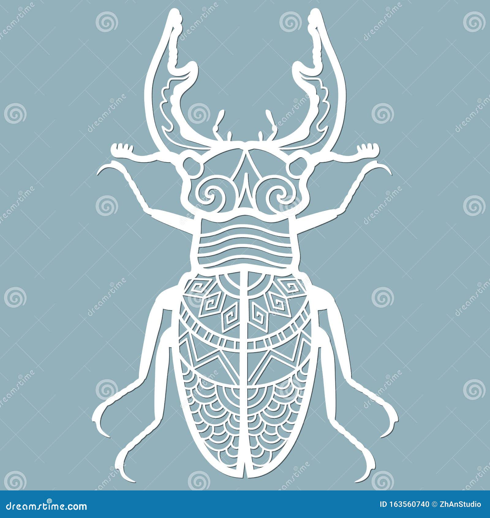 Beetle Deer Paper. Laser Cut. Set Template for Laser Cutting and ...