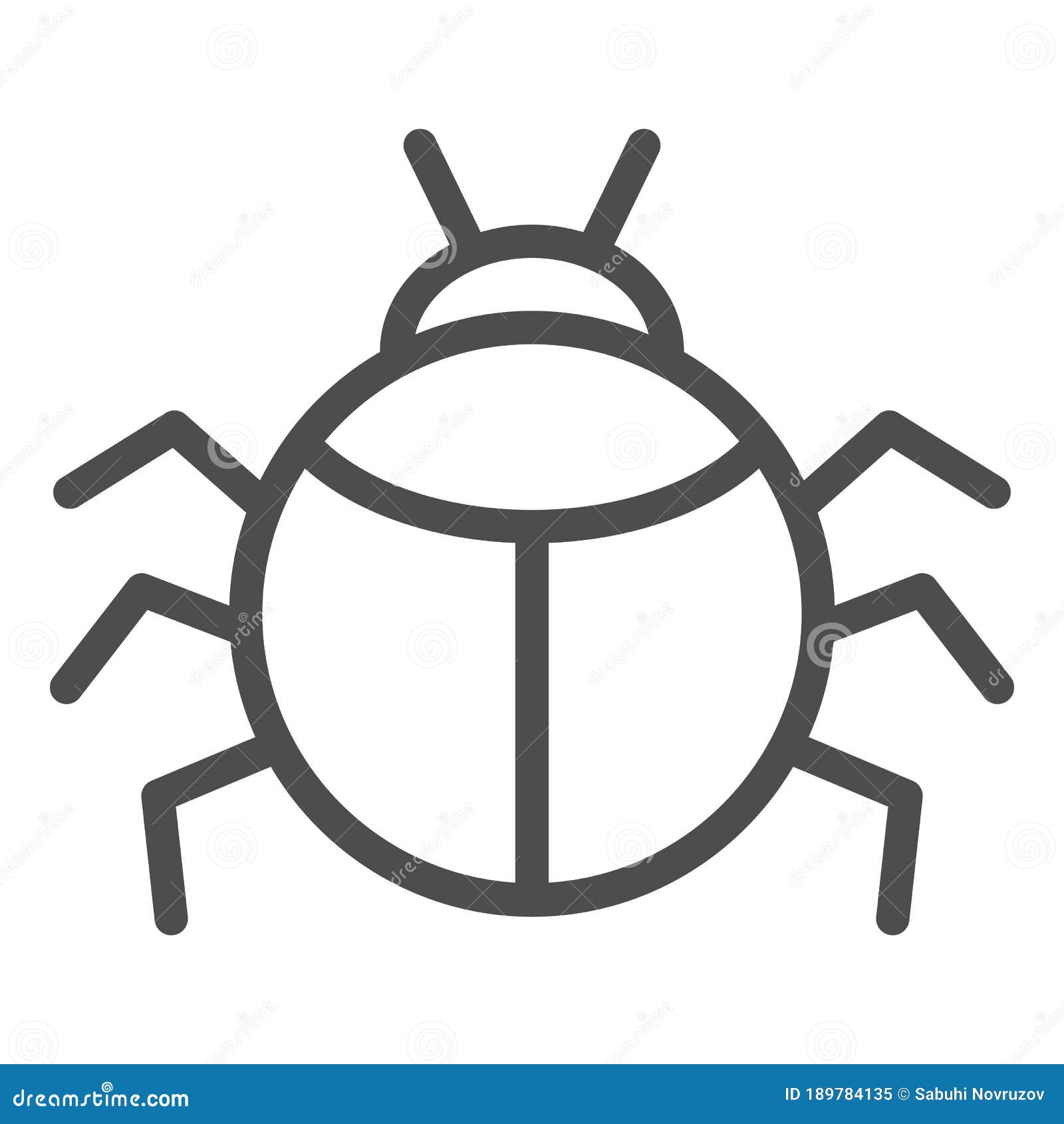 beetle line icon, insects concept, bug sign on white background, round d beetle silhouette icon in outline style