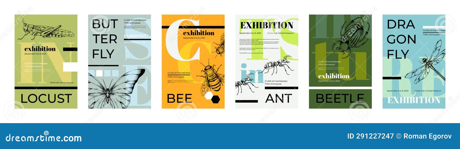 beetle posters. bee hipster collage. abstract book art. cover or mural for trendy music festival. entomology exhibition