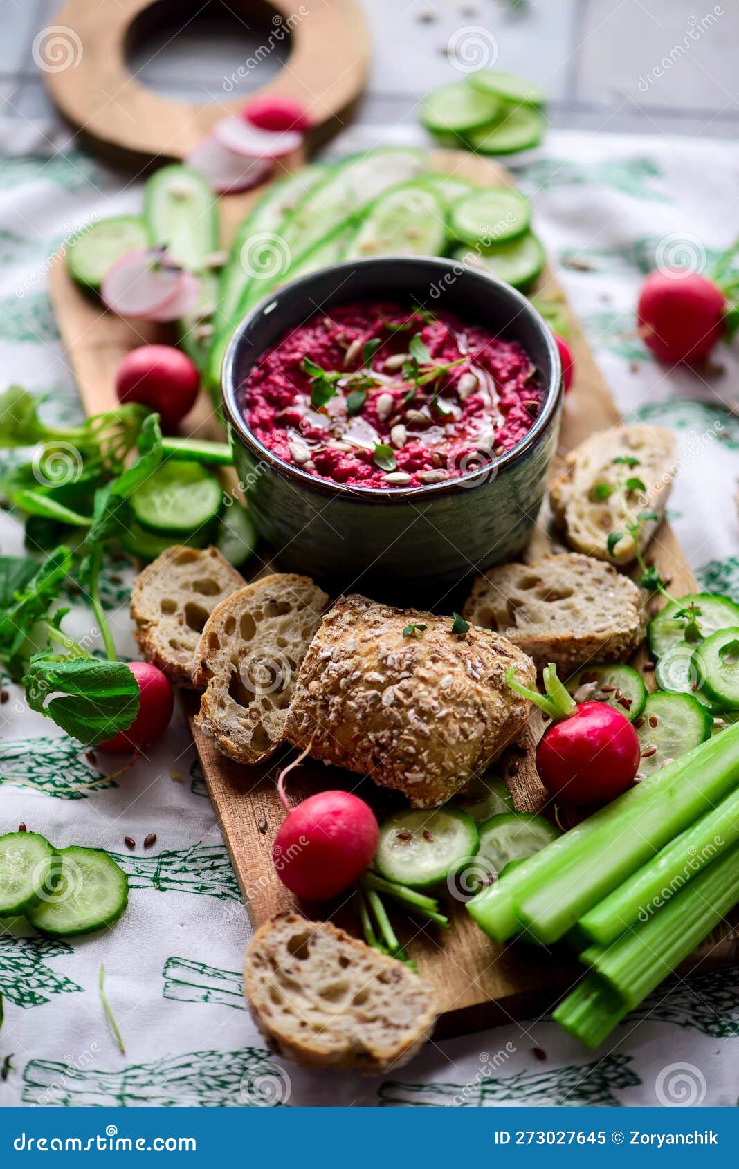 Beetroot Dip with Fresh Vegetables. Top View Stock Image Image of