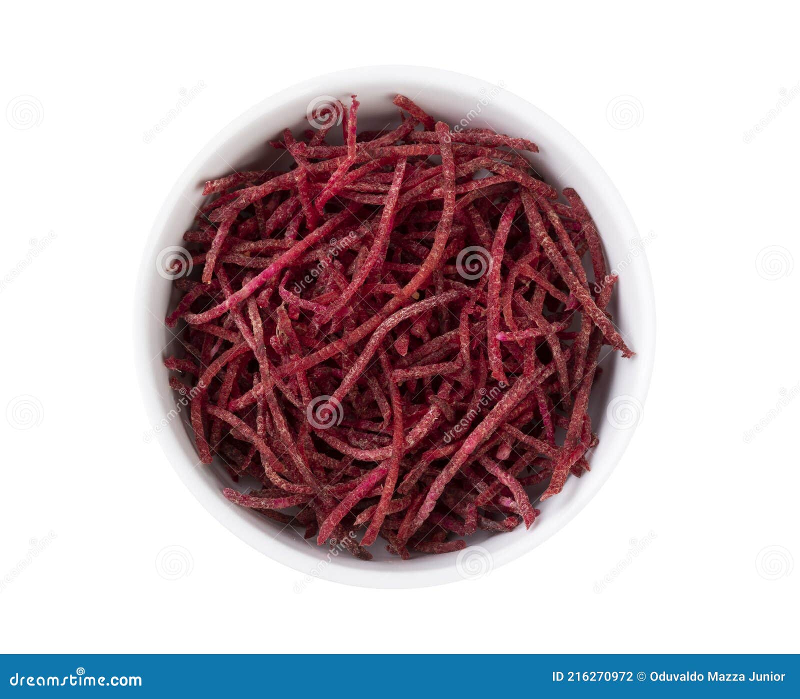 Beetroot Strips, Julienne Style in a Bowl Isolated Over White