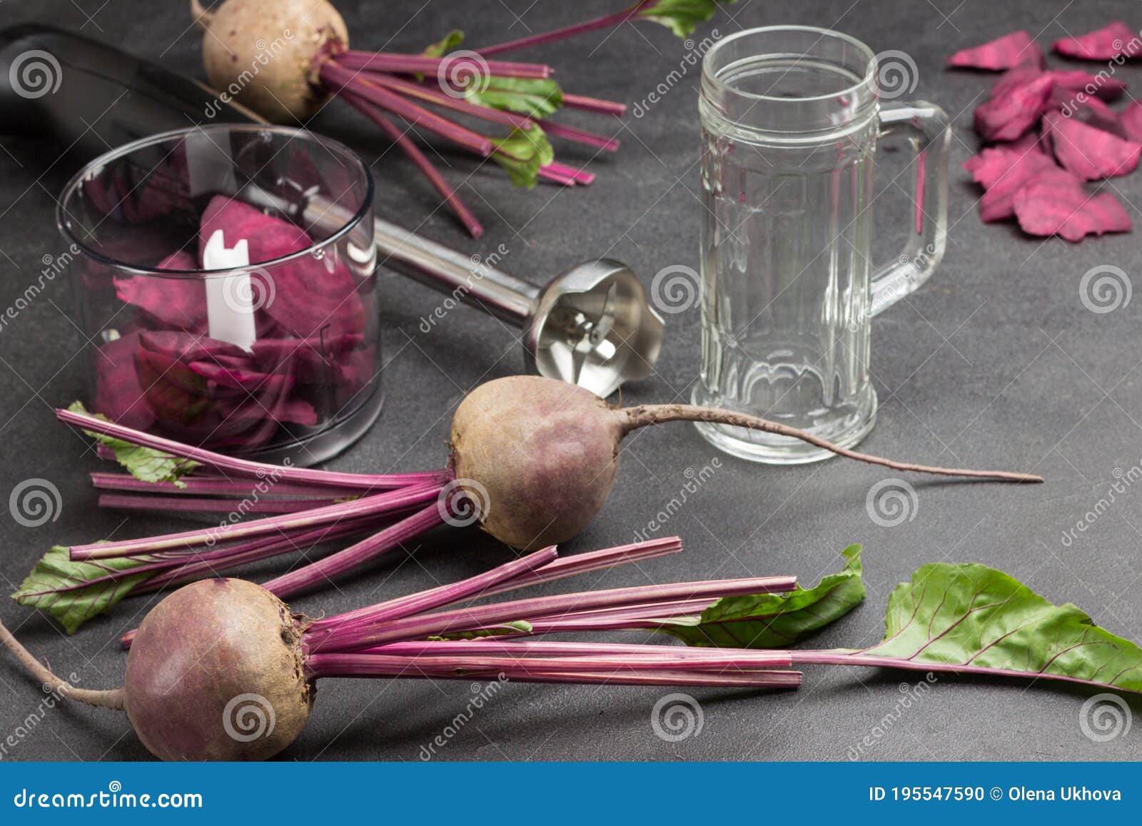 Beets with Tops, Sliced Beets. Empty Glass. Sliced Beet in Blender Jar Stock Photo Image of
