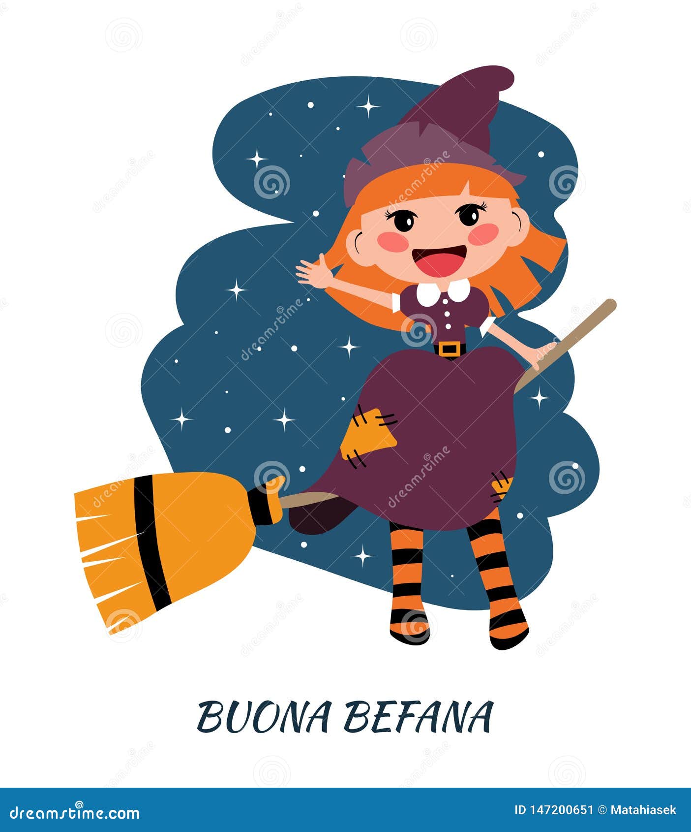 Epiphany's Italian Character: Befana. Old Woman On The Broom