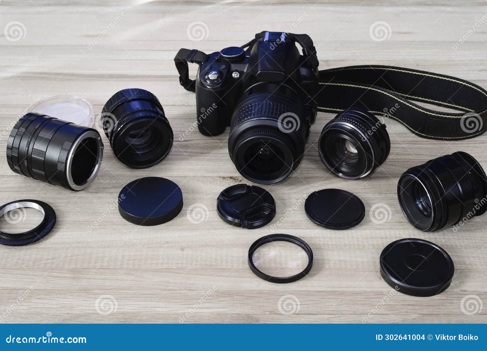 A Beginner S Photographer S Kit with Budget Manual Lenses Stock Photo