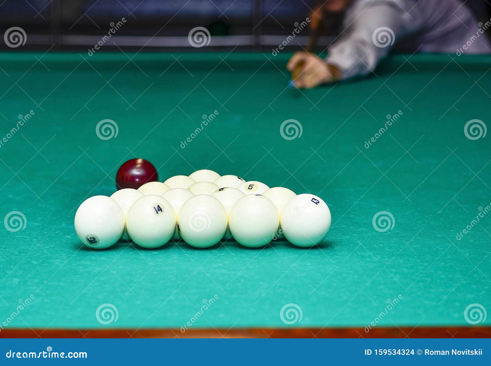 The Beginning Of The Billiard Party. The Moment The Ball Hits The