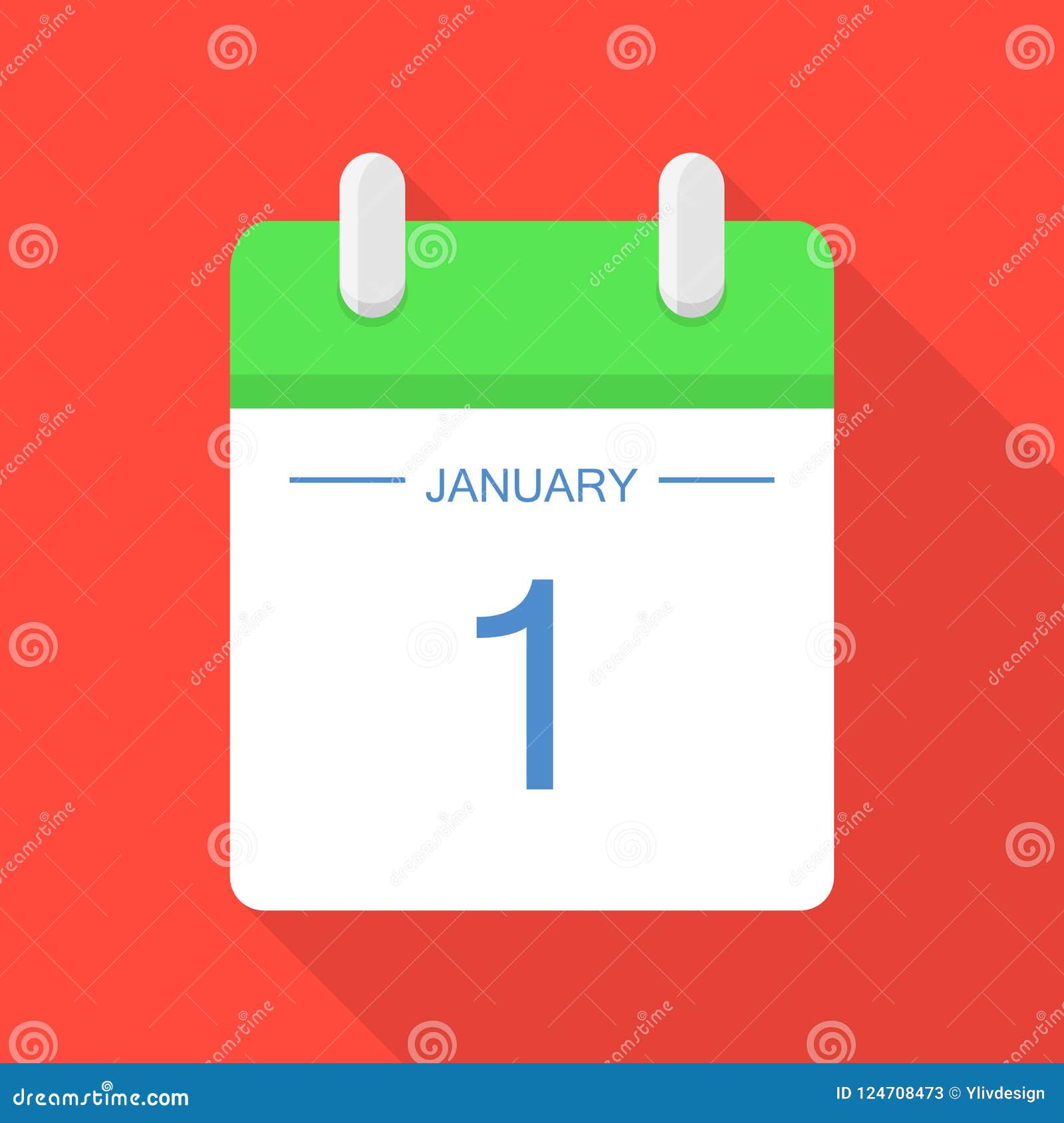 Beginning of Calendar Icon, Flat Style Stock Illustration