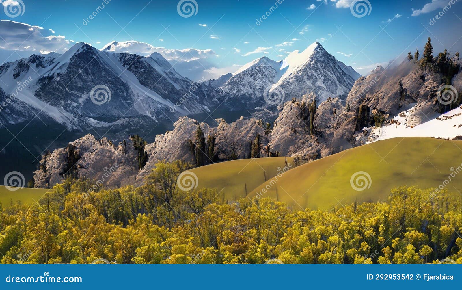 The beginning of spring stock illustration. Illustration of hill ...