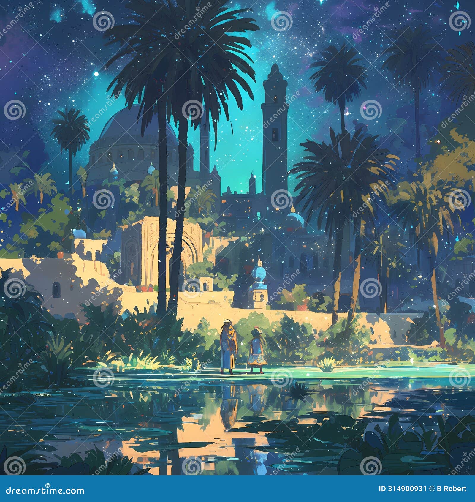 beguiling oasis twilight - a stunning vue d'orient for royalty-free use