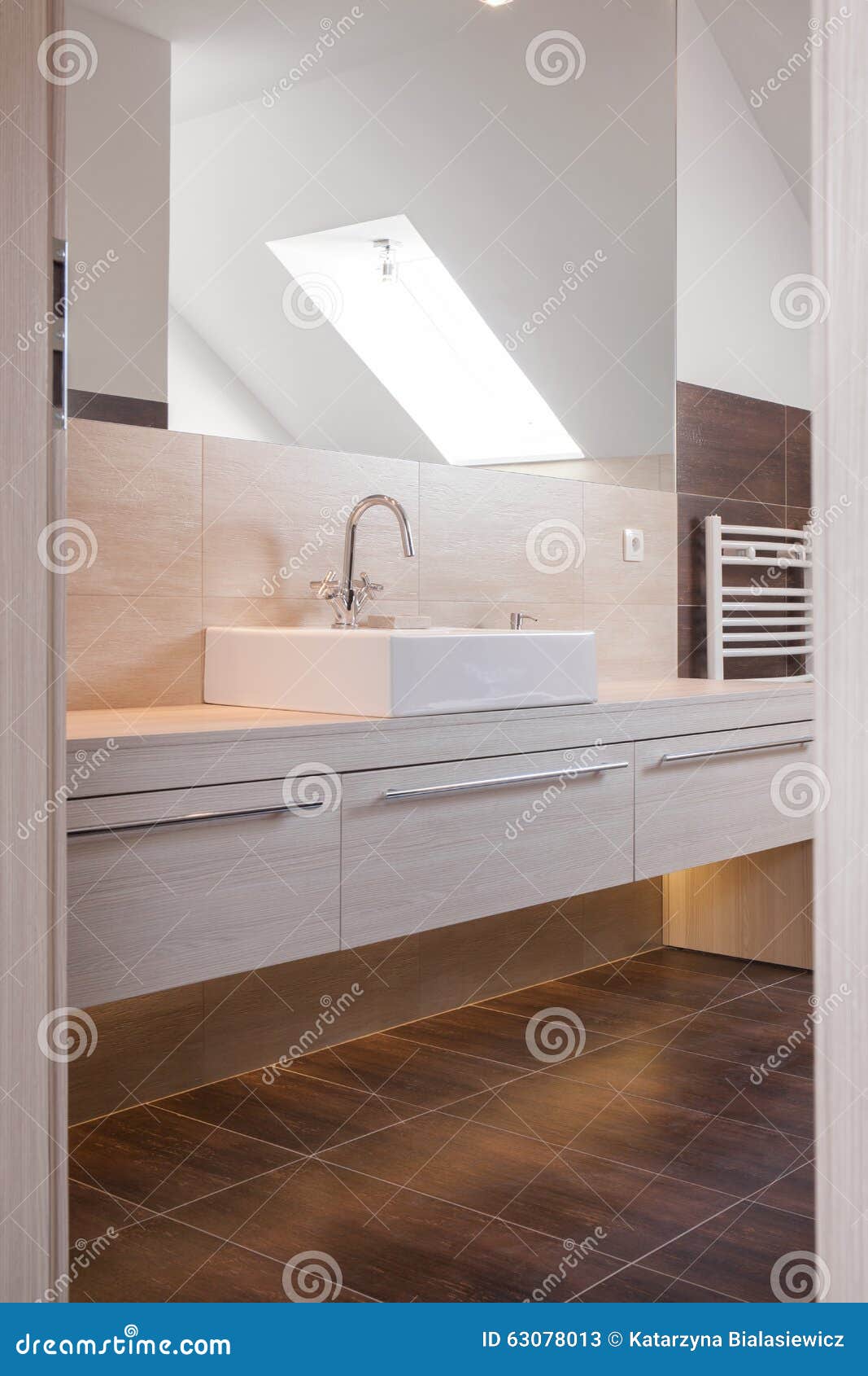 Beige and Brown Bathroom Design Stock Image Image of radiator