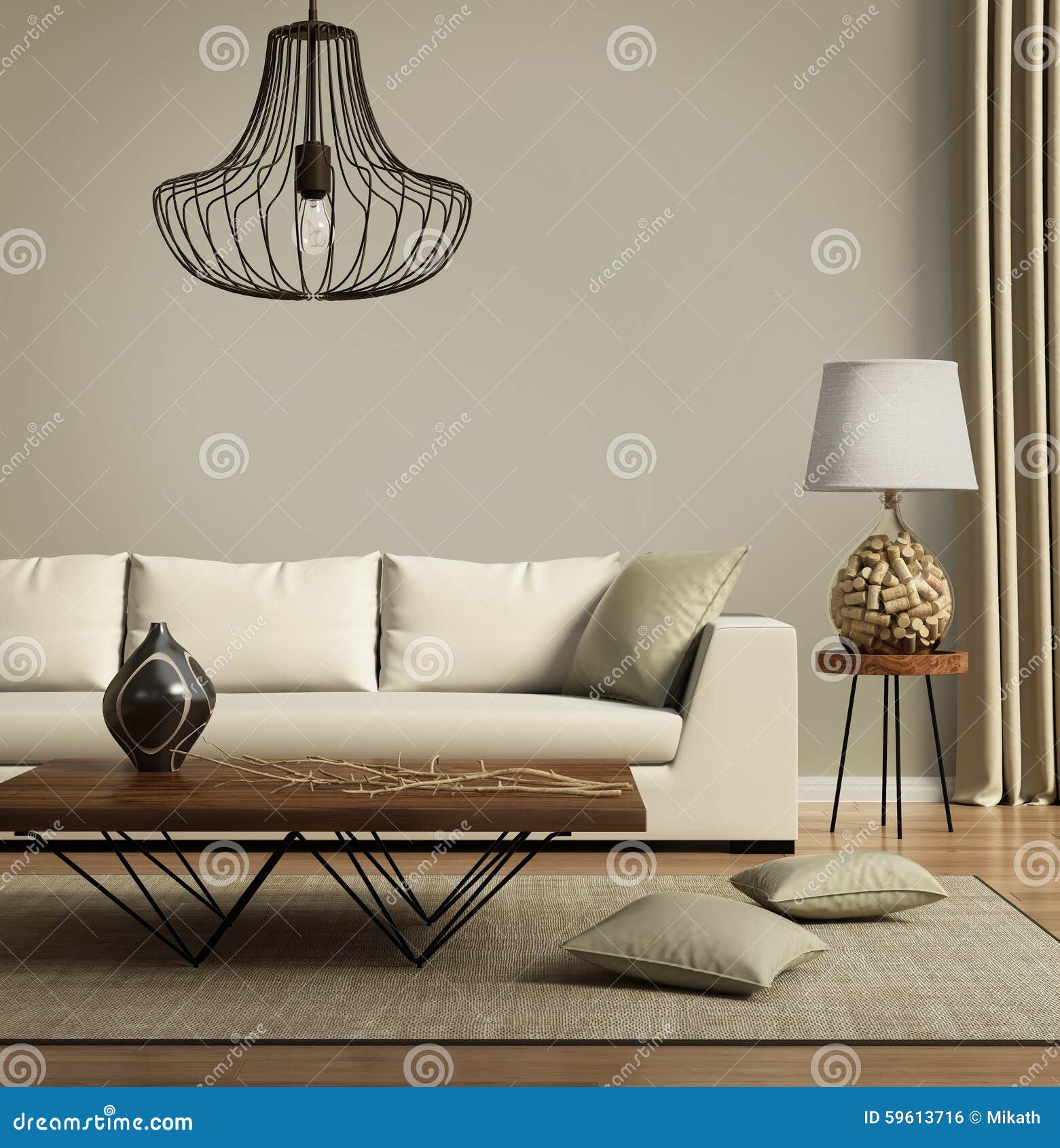 Beige Contemporary Modern Sofa with Green Cushions Stock Photo Image of minimal, leather 59613716