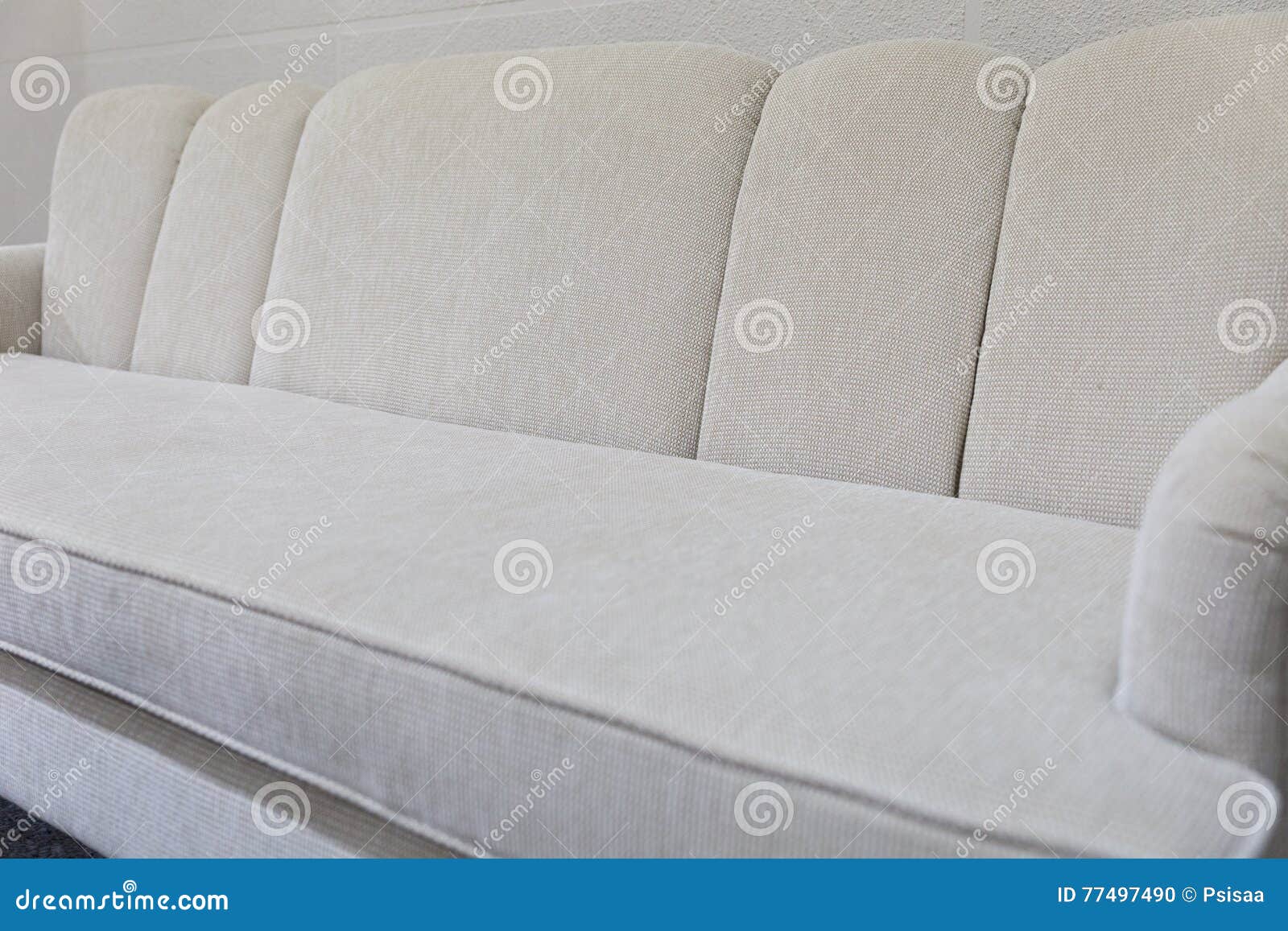 Beige fabric sofa couch stock photo. Image of comfortable 77497490