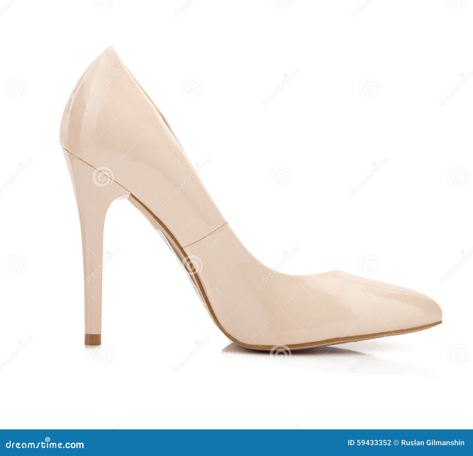 Beige High Heel Shoes Isolated on White Stock Photo - Image of elegance ...