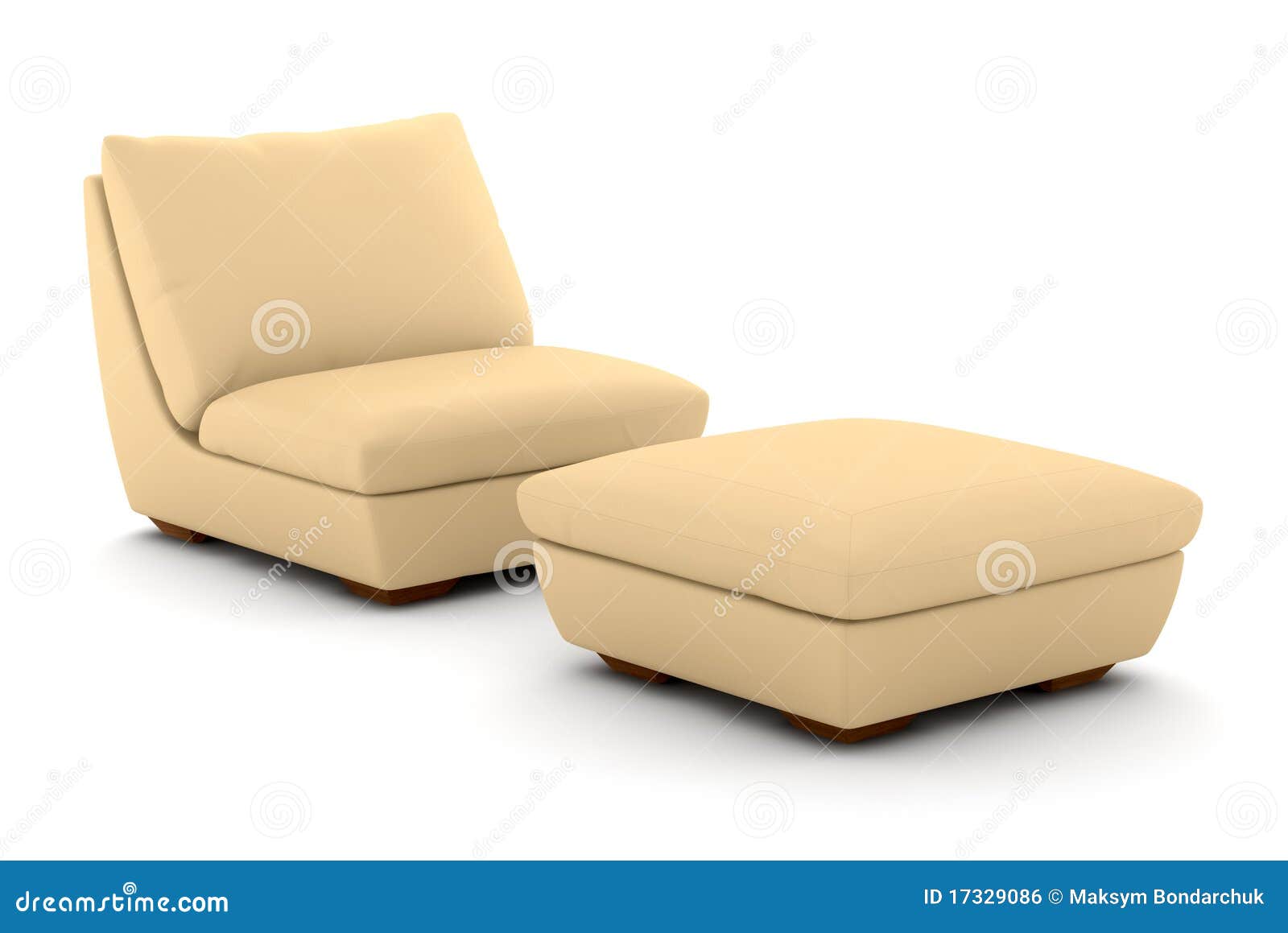 Beige Leather Armchair Isolated on White Stock Illustration