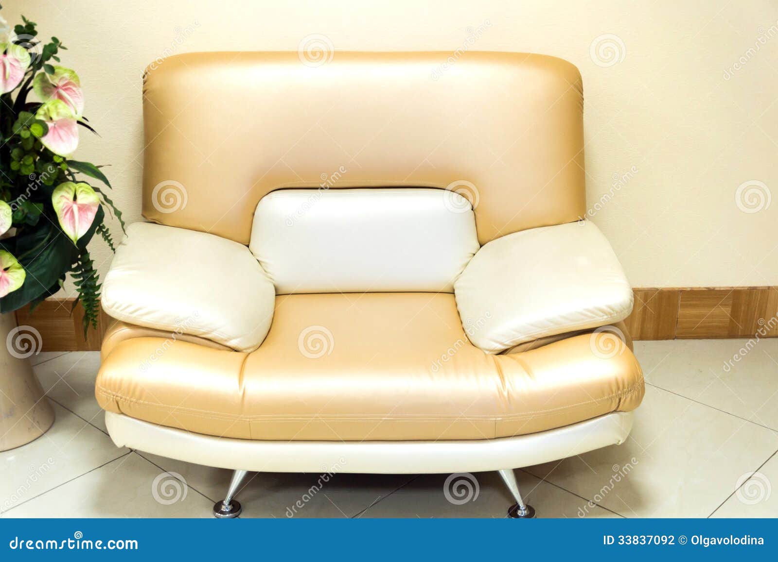 Beige leather chairs stock photo. Image of flowers, leather 33837092
