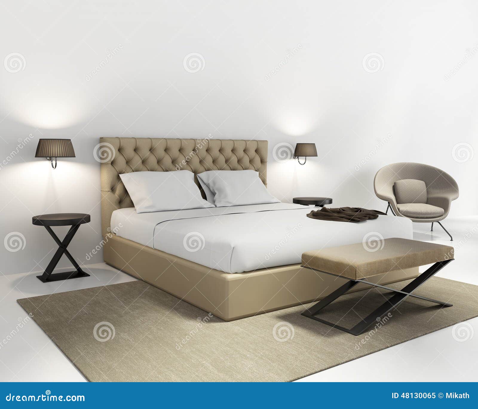 Beige Luxury Bedroom with Rug Stock Illustration Illustration of