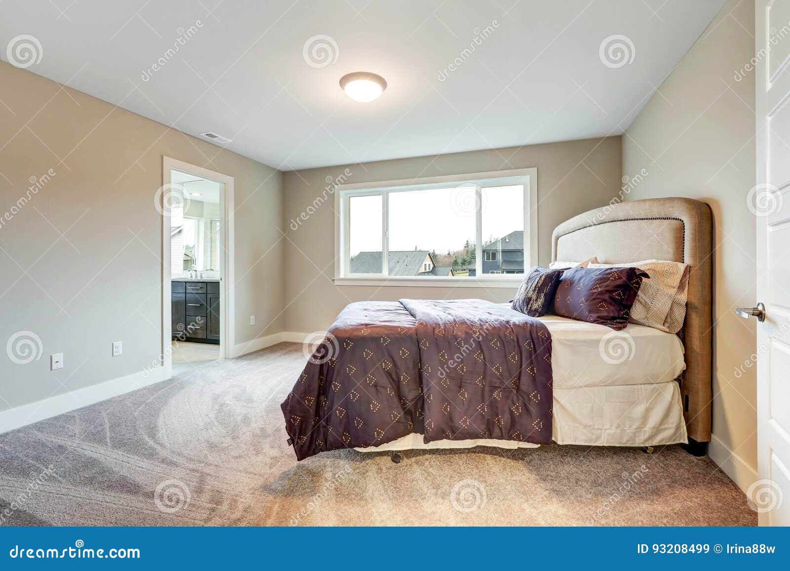 Beige Master Bedroom With King Size Bed Stock Image Image