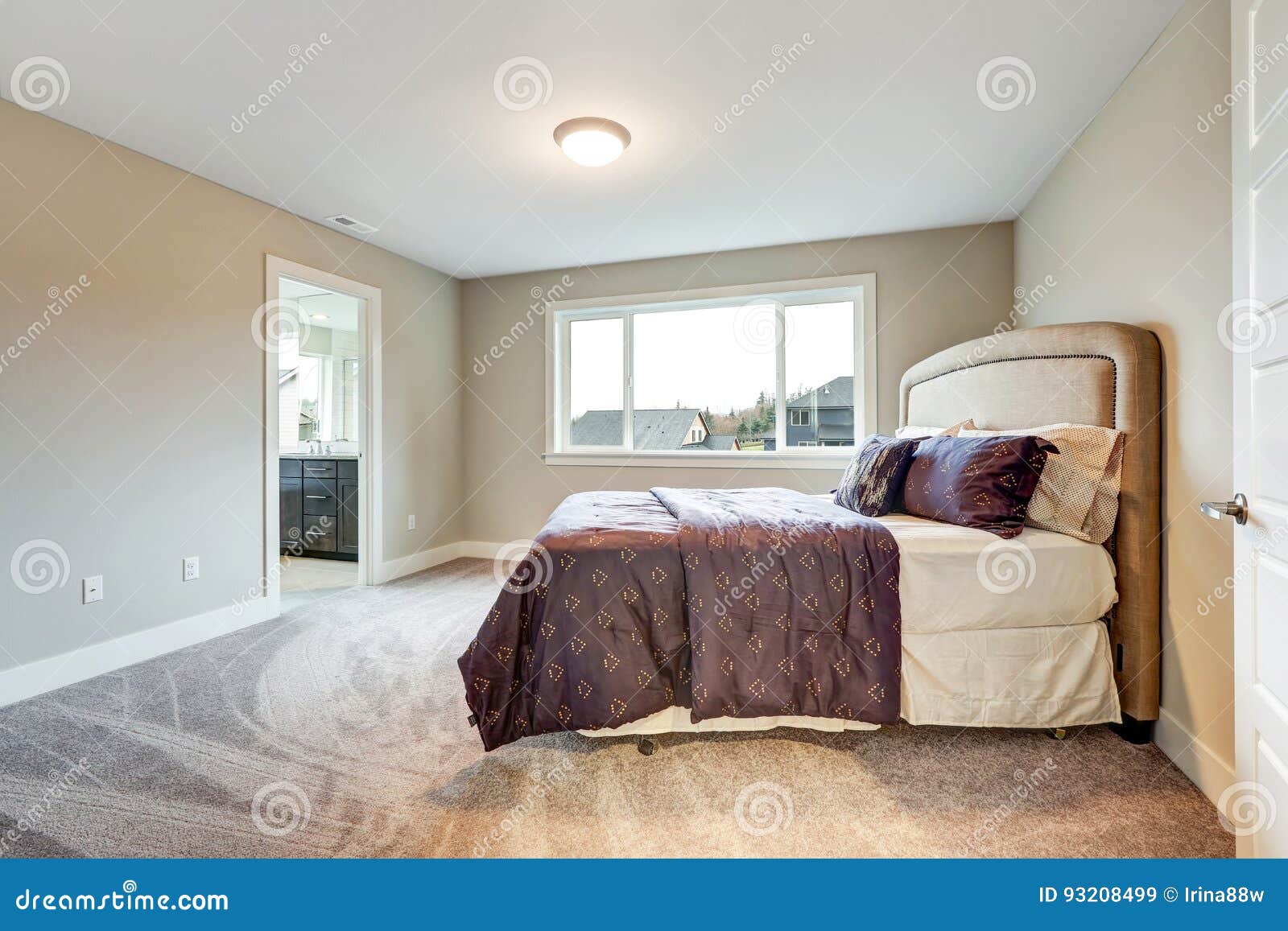 Beige Master Bedroom With King Size Bed Stock Image Image