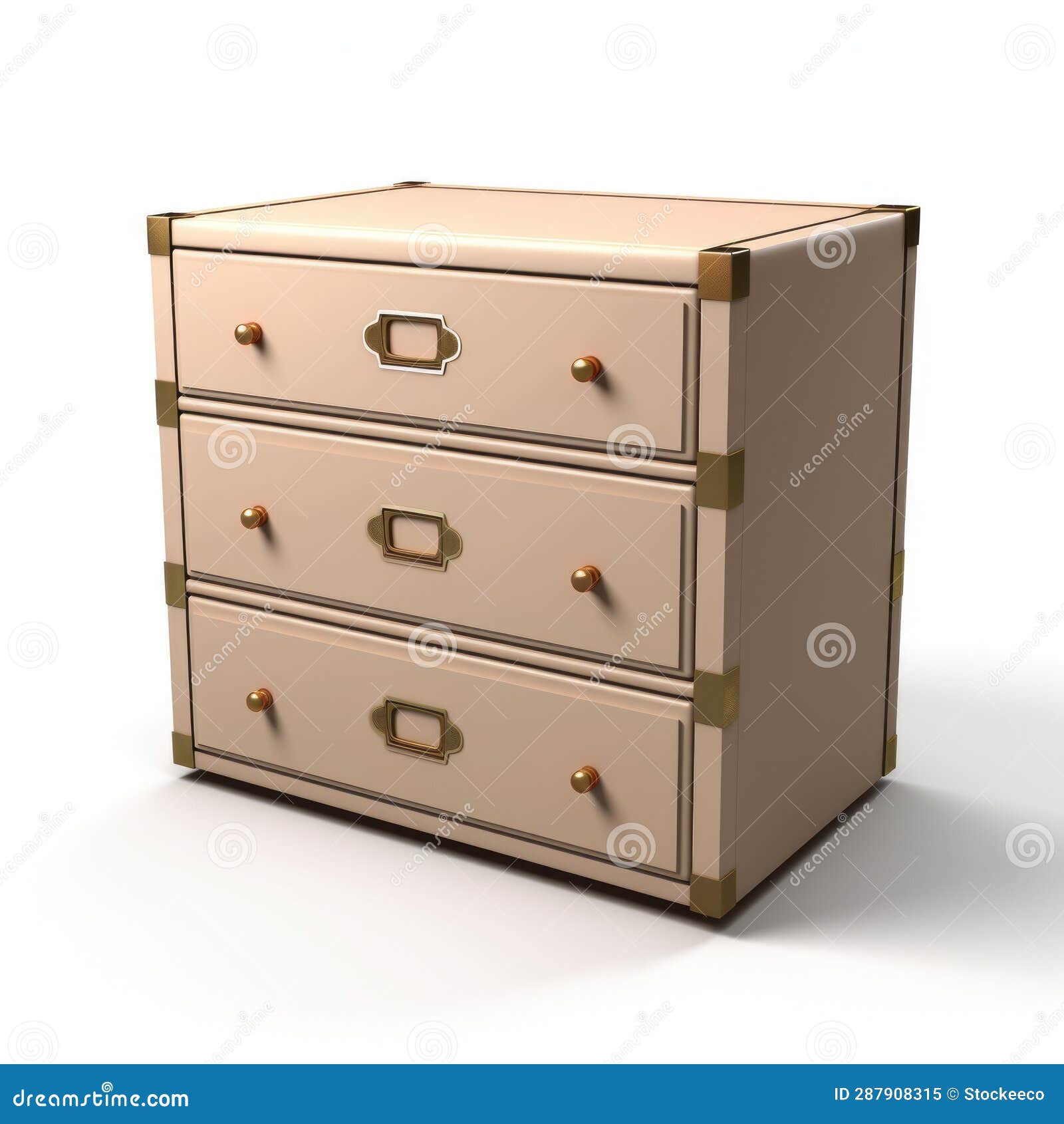 beige ottoman chest of drawers - 3d render