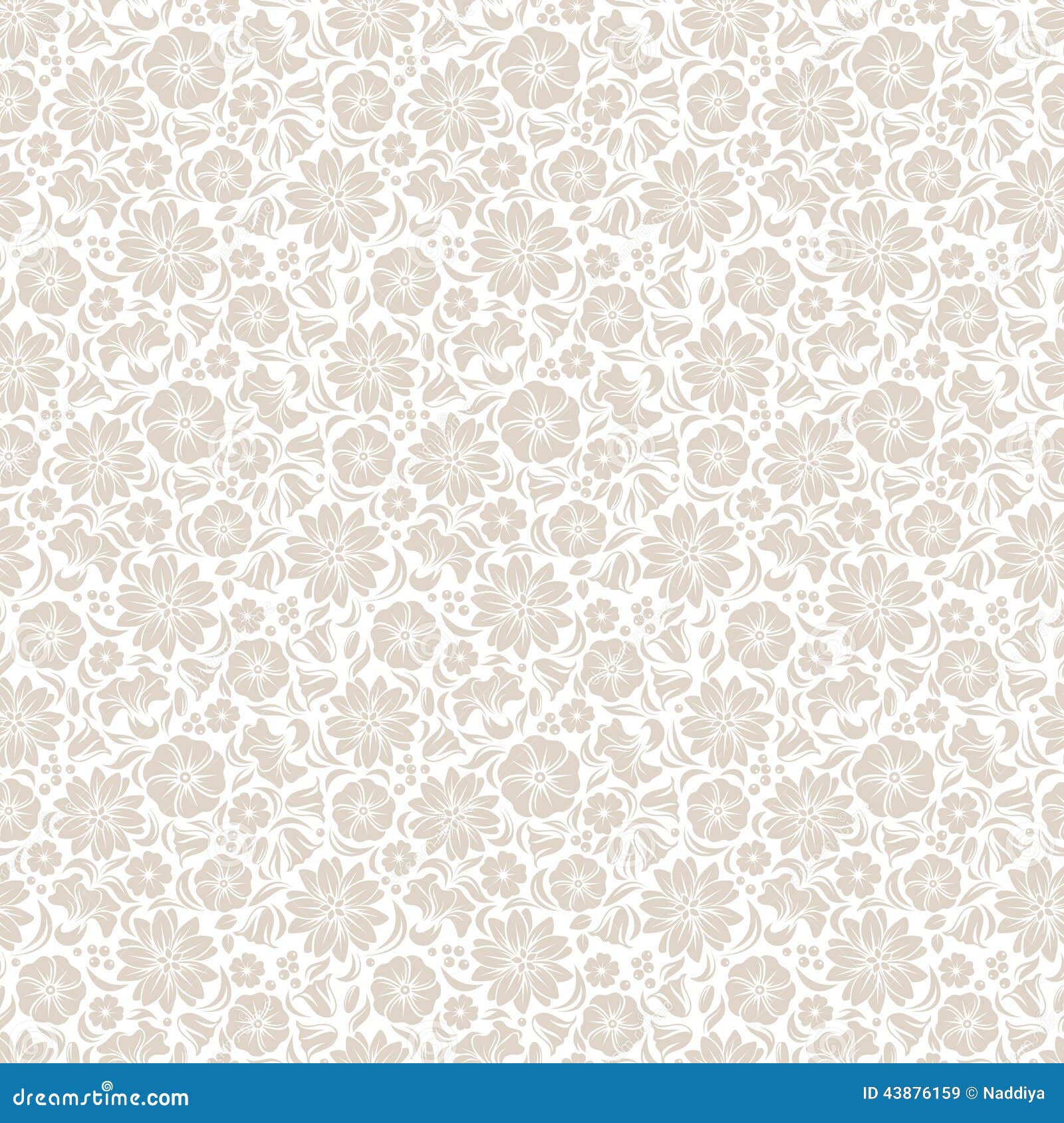 Beige Seamless Floral Pattern. Vector Illustration. Stock Vector