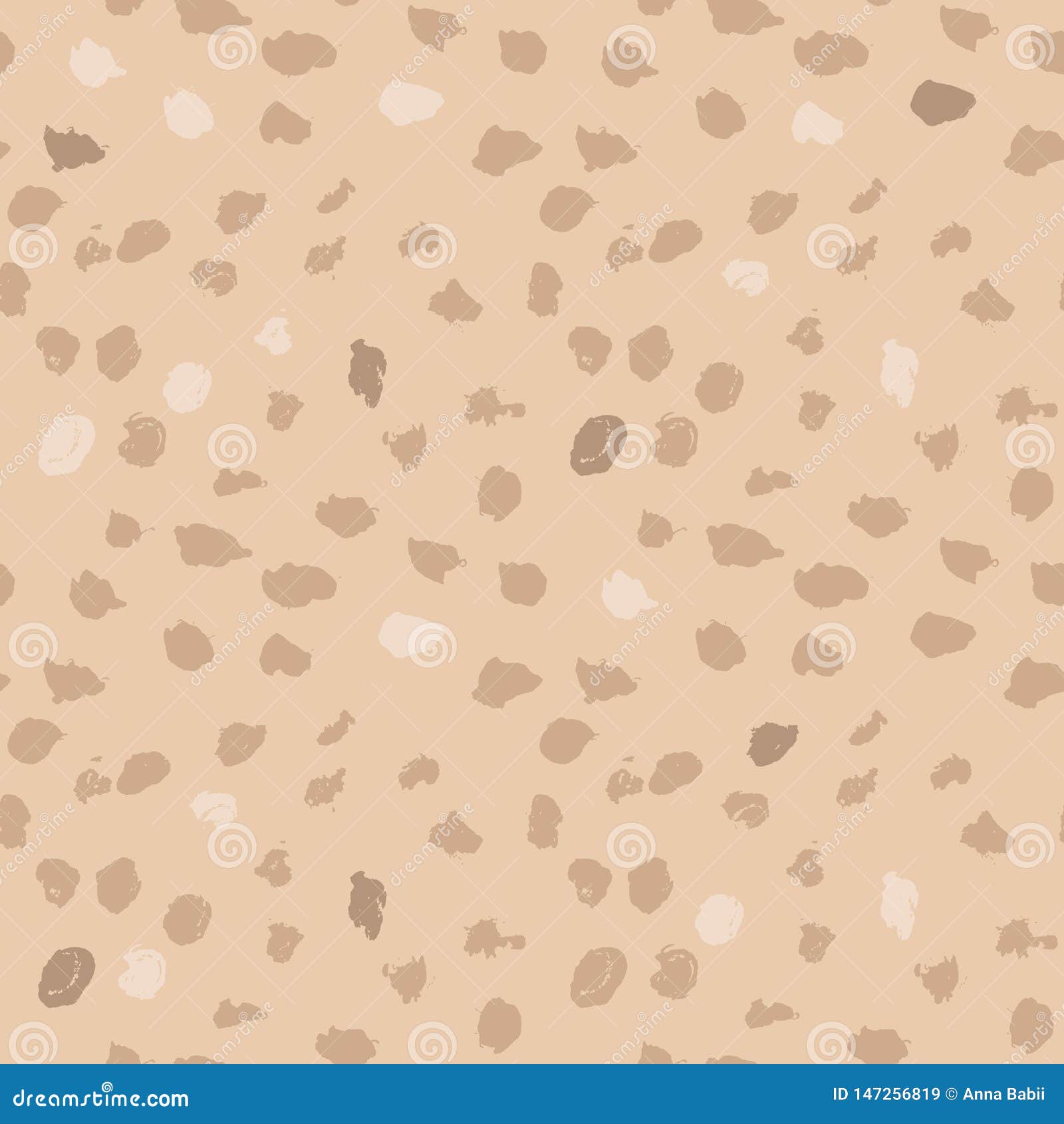 Beige Seamless Pattern With Hand Drawn Dots On White Background Nude