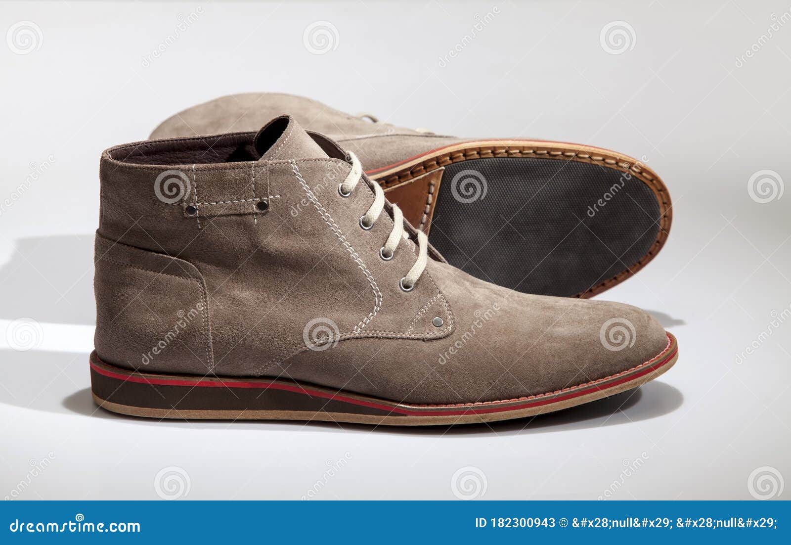Beige Suede Men Shoes on White Background. Men`s Wear Stock Image ...