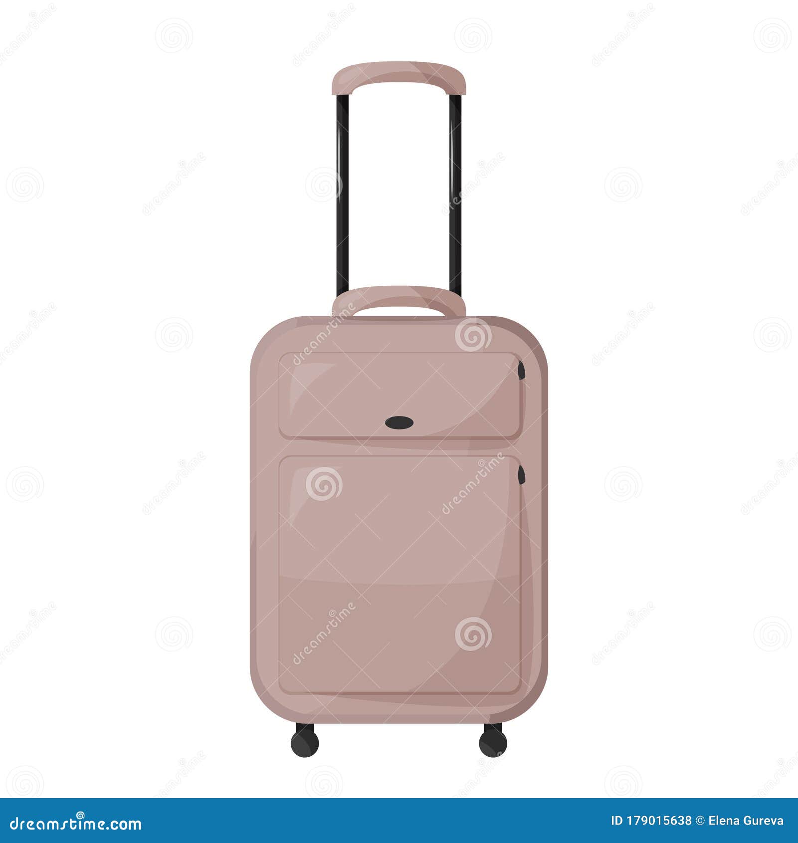 Beige Suitcase Vector Illustration. Large Travelling Bag on Wheels and ...