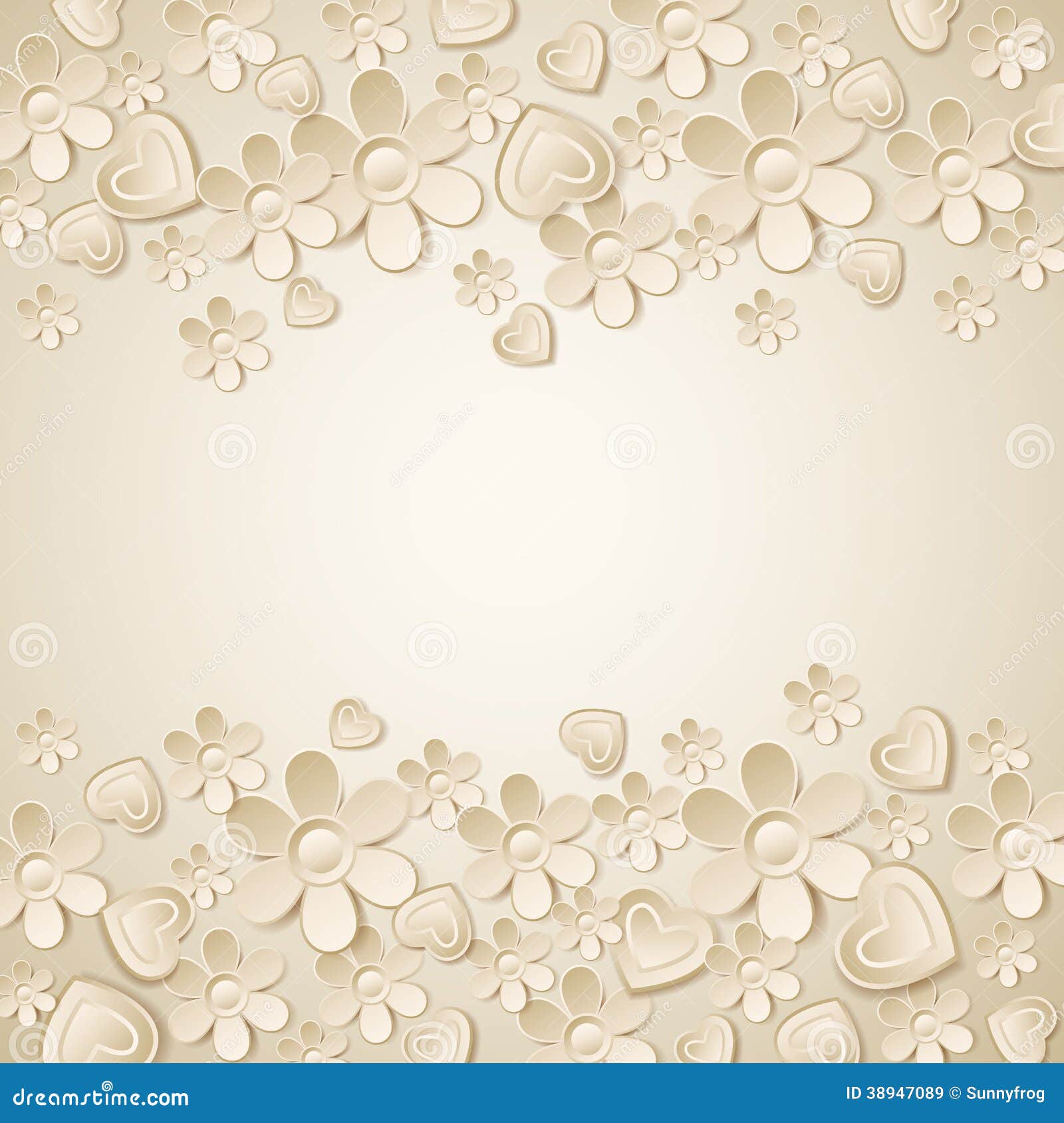 Beige Valentine Background With Many Flowers Stock Vector - Image: 38947089