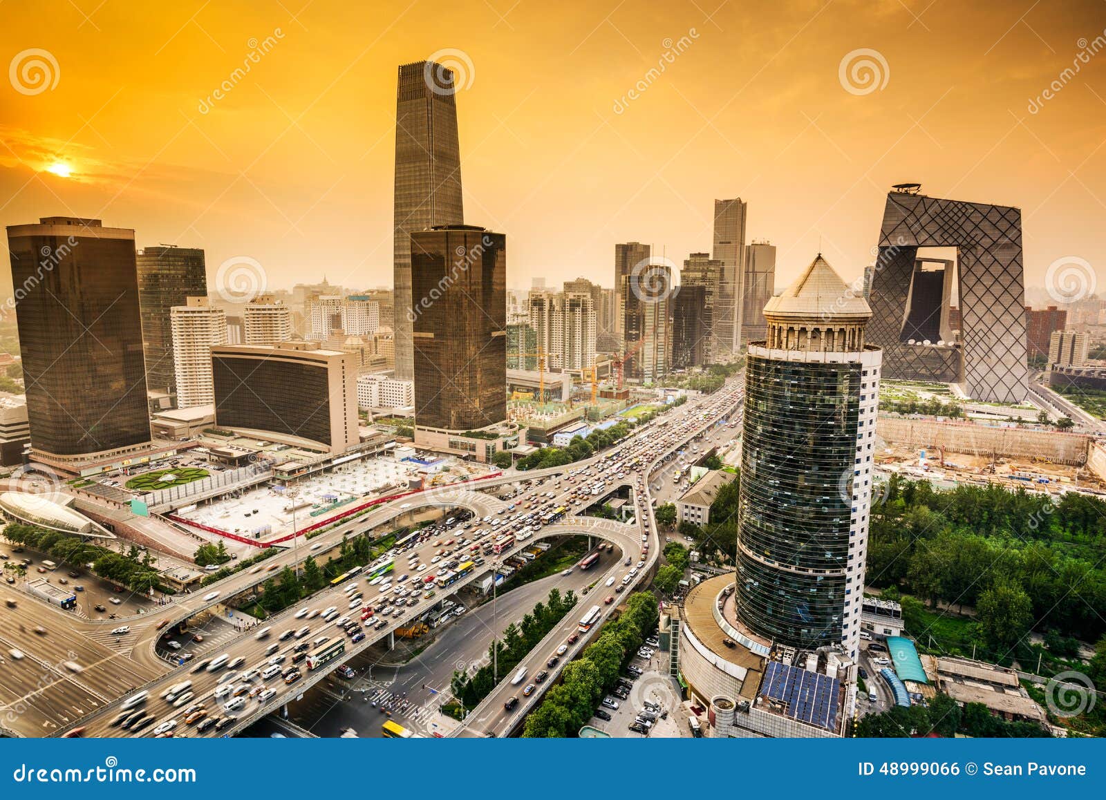 beijing, china financial district skyline