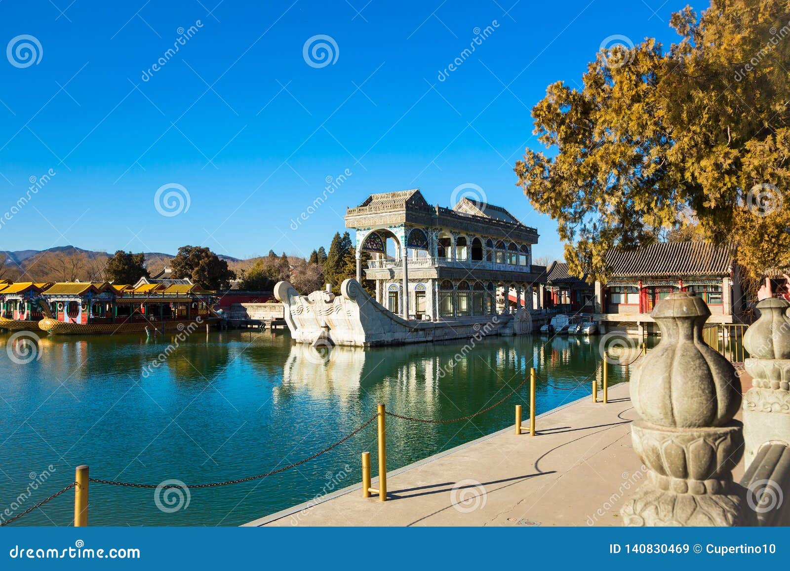 Marble Boat Lake Kunming Summer Palace Beijing China Stock Images