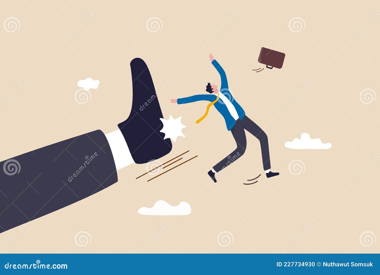 Businessman being kicked out layoff concept Vector Image