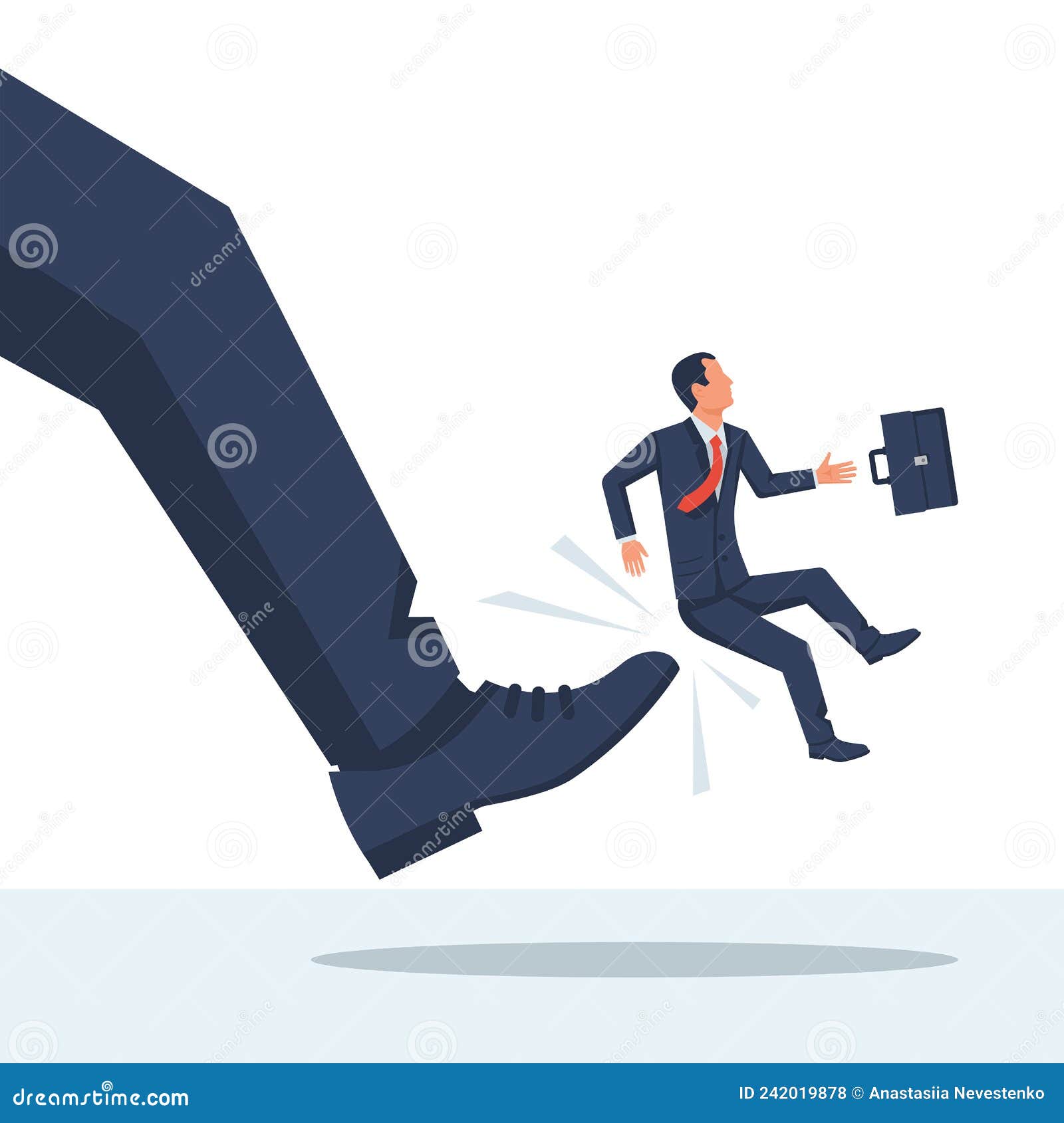 Businessman being kicked out layoff concept Vector Image