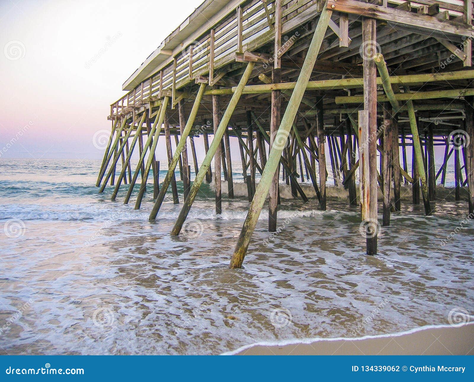 Historic Kitty Hawk Pier On The North Carolina Outer Banks Stock