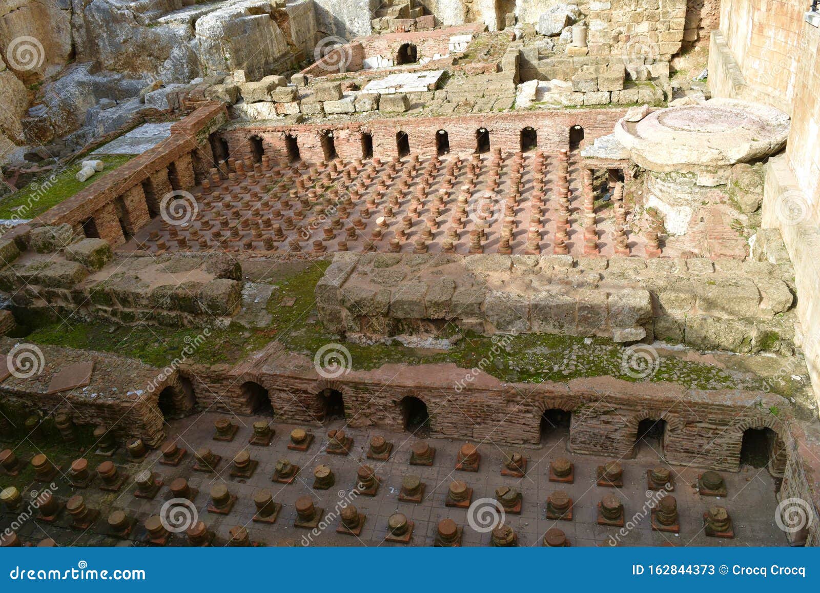 beirut, lebanon, archeologic site, ancient roman bath in center of beirut