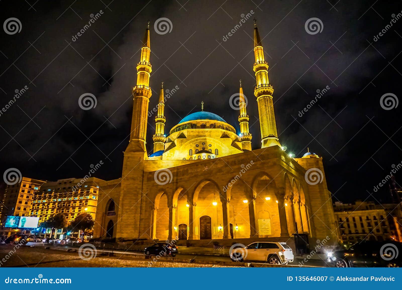 Beirut Mohammad Al Amin Mosque 02 Fotografering för Bildbyråer - Bild