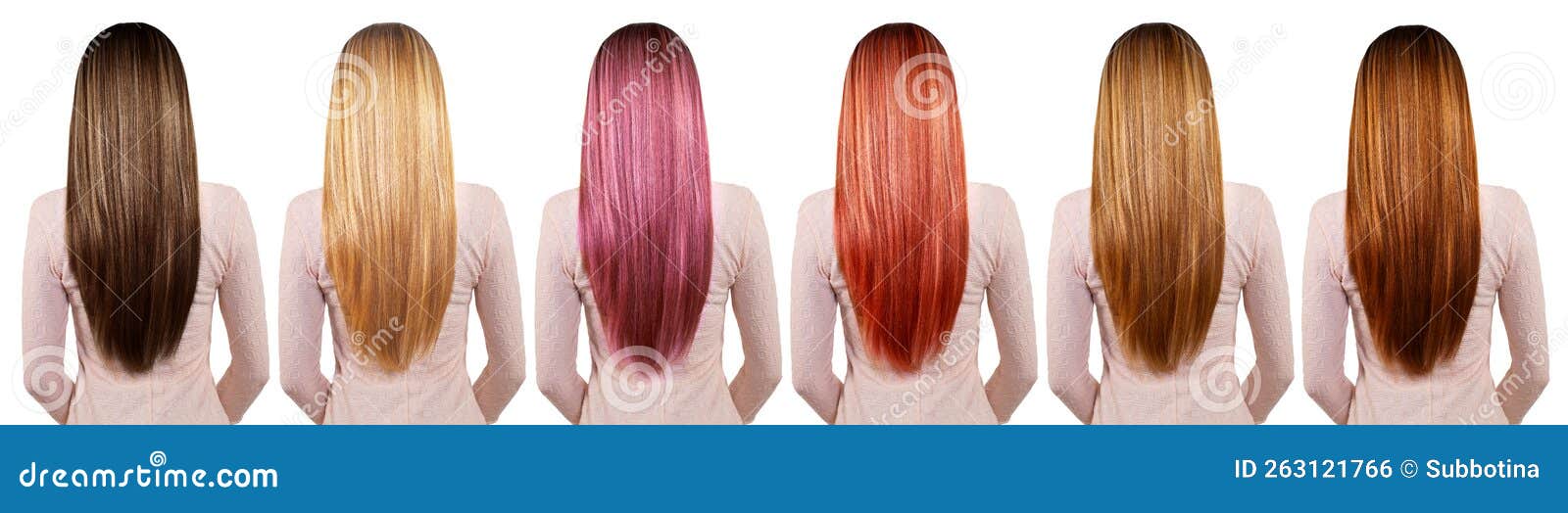 Bela Paleta De Cabelo Comprido. Mulher Bonita Com Diferentes