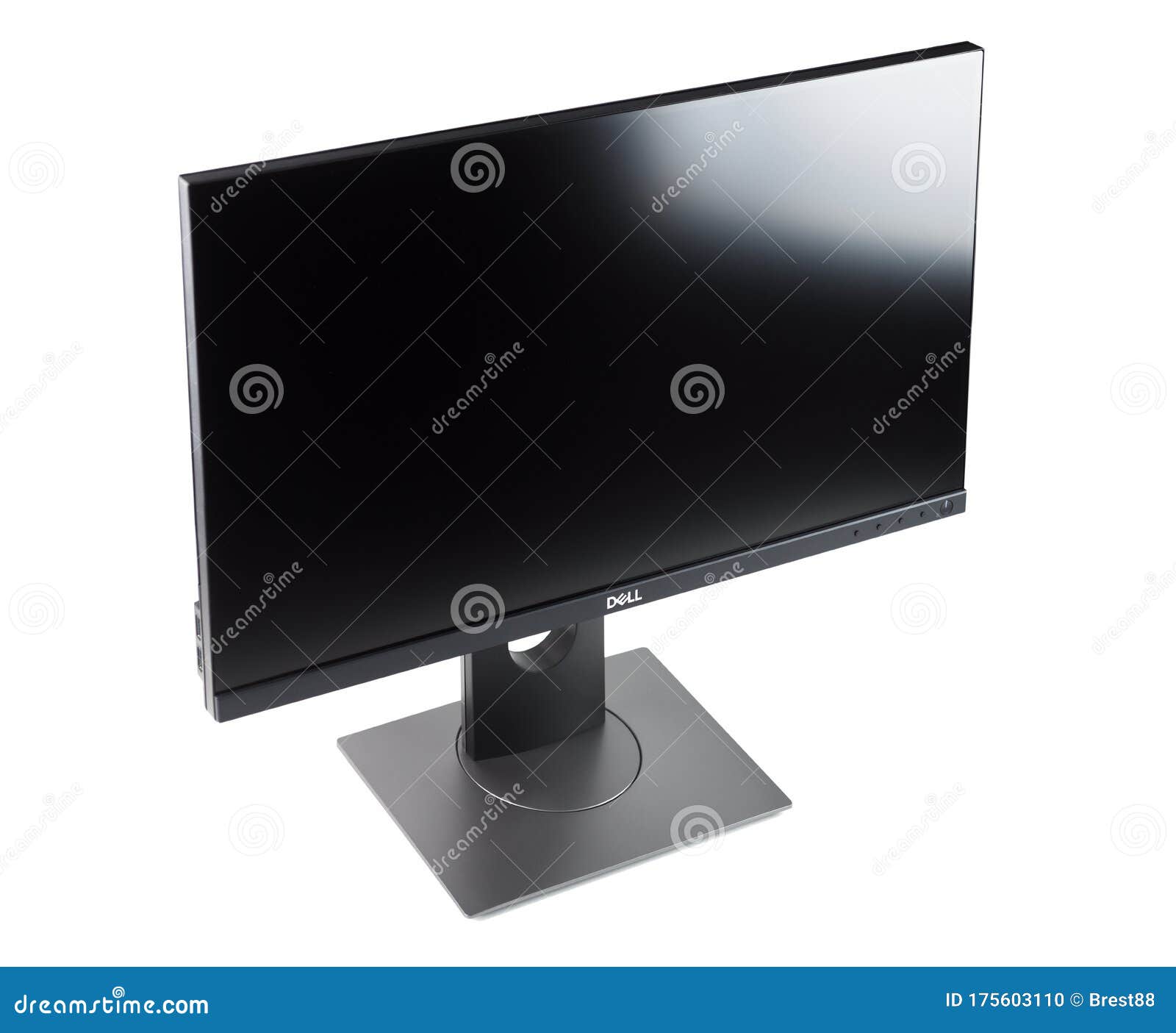 Belarus, Brest - June 03, 2019:Black Dell P2418D Monitor Screen