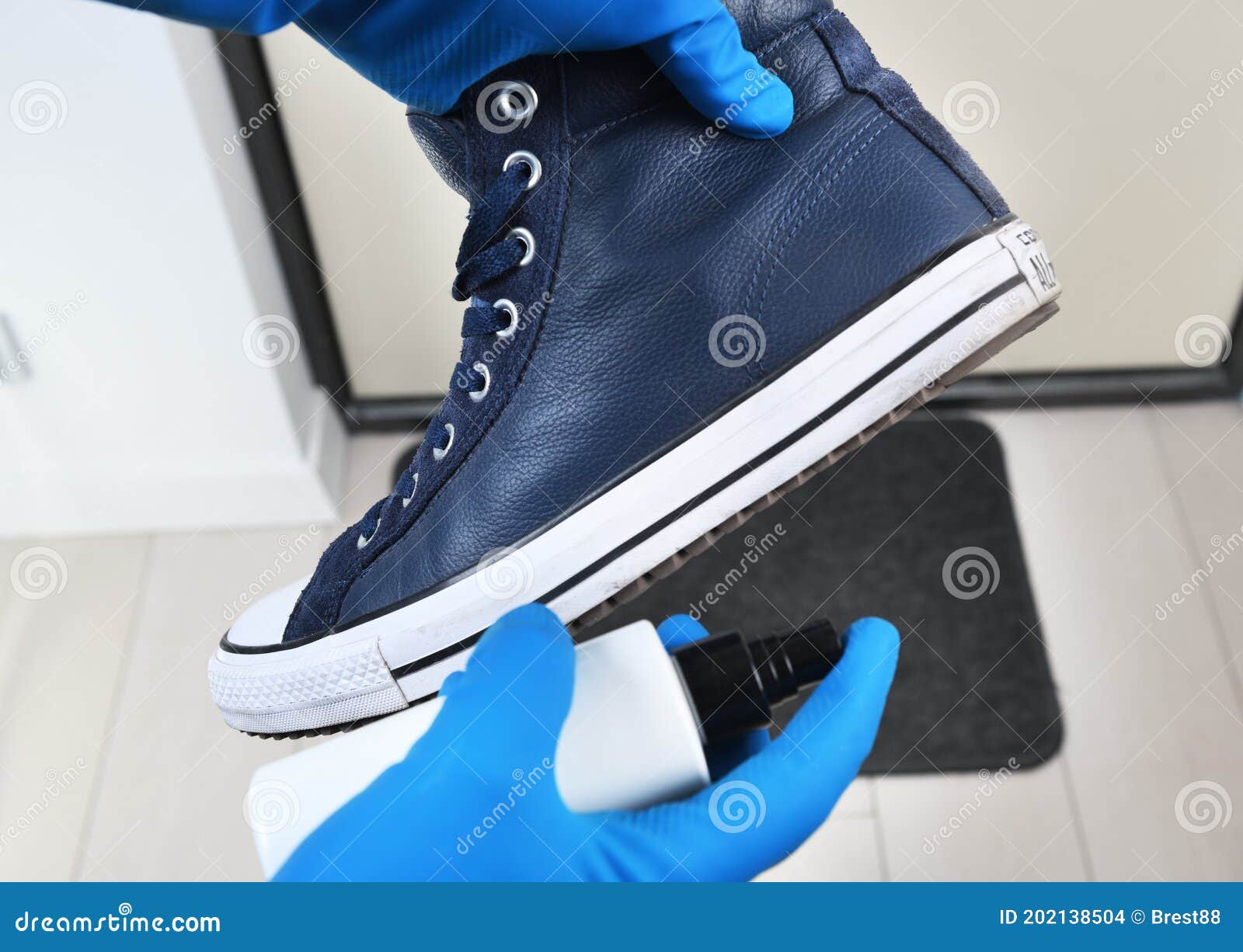 Belarus, Brest - June 24, 24: Hands in Rubber Gloves Clean and