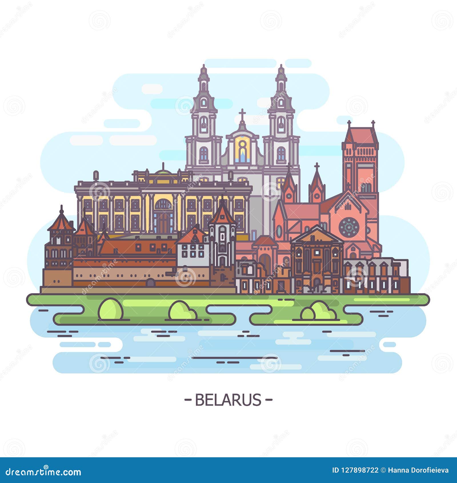 sight of famous belarus landmarks, turism theme