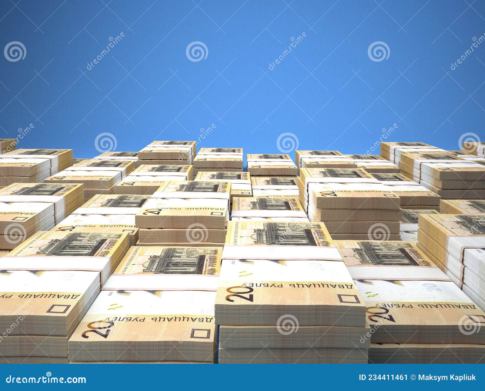 belarusian ruble money. belarusian ruble  banknotes. 20 byn belarusian bills. 3d 