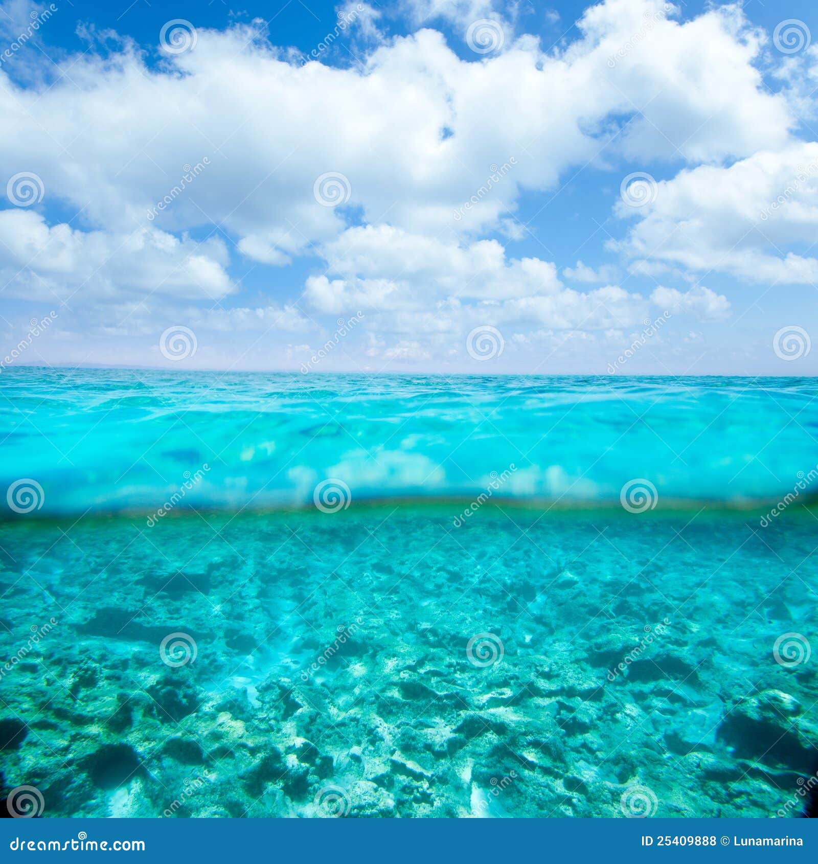 belearic islands turquoise sea in out waterline