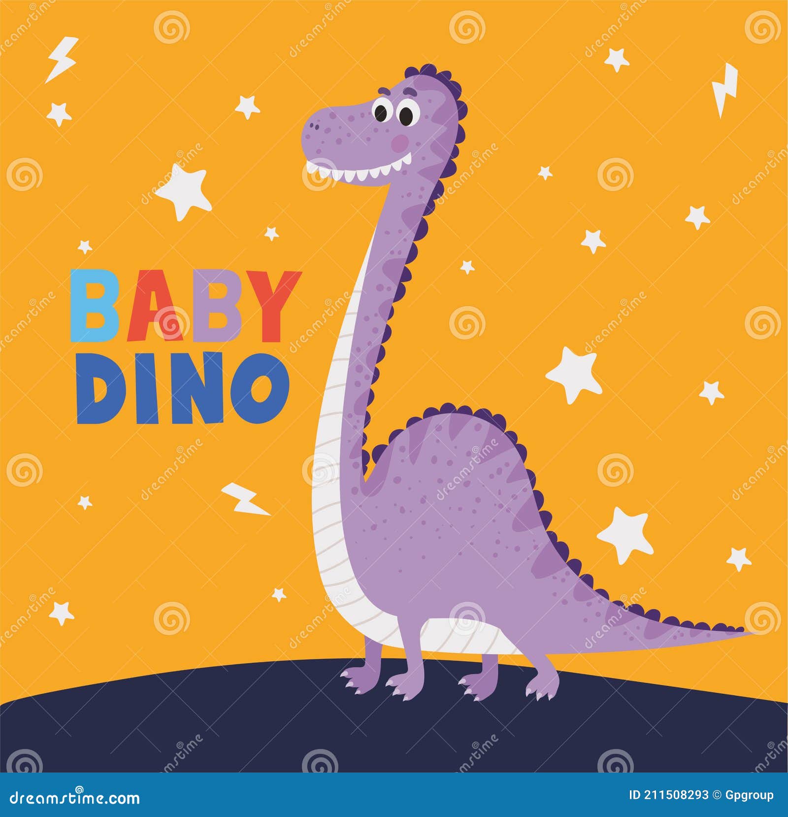 Belezinho E Uma Ilustração Infantil De Um Dinossauro Roxo Ilustração do  Vetor - Ilustração de alegria, dino: 211508293