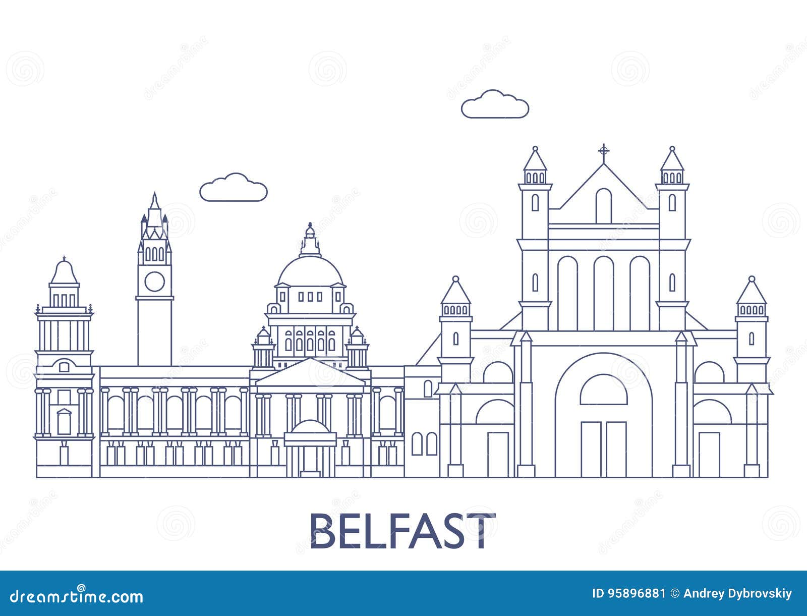 Belfast.the Most Famous Buildings of the City Stock Vector ...
