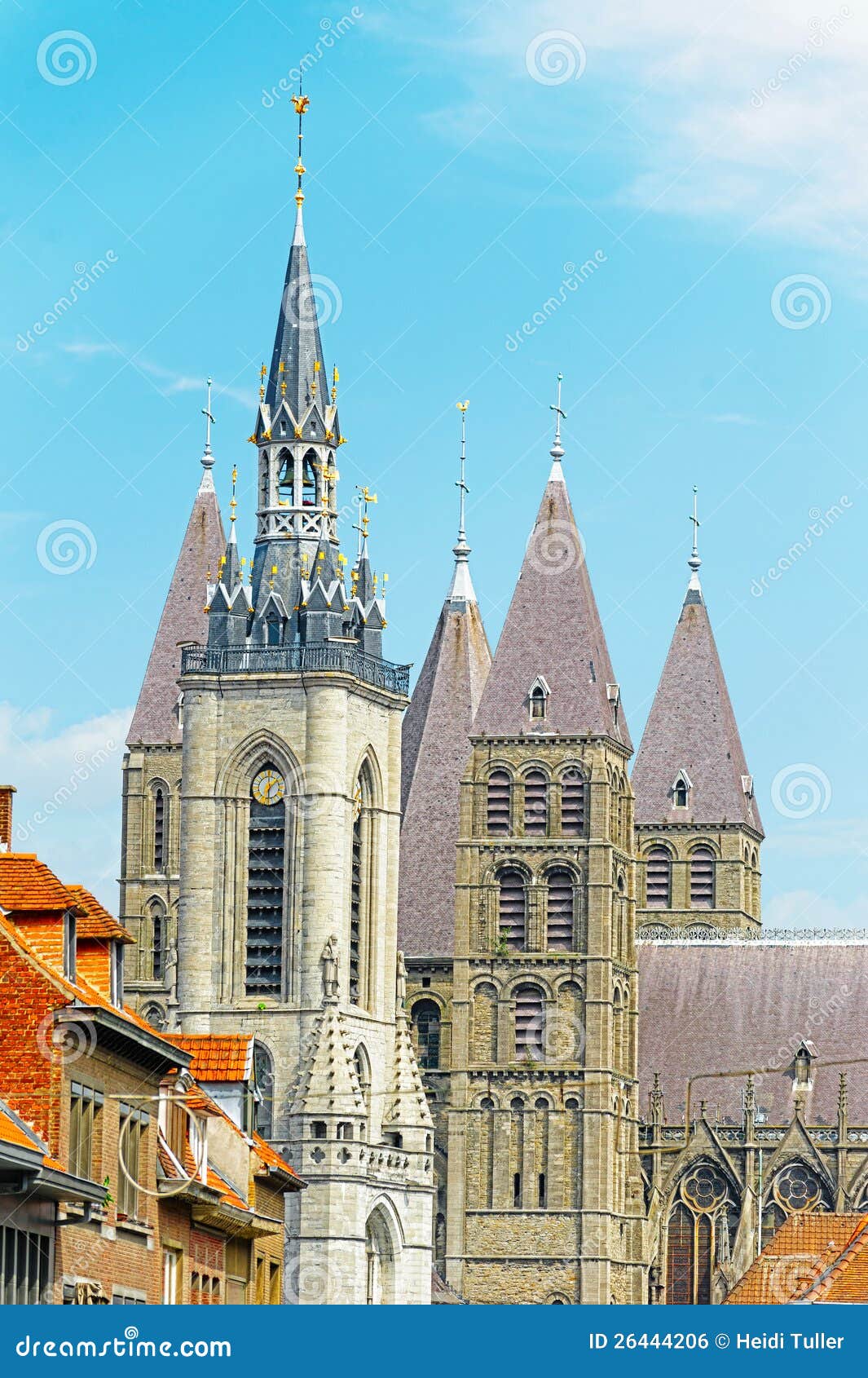 belfry and cathedral of tournai, belgium