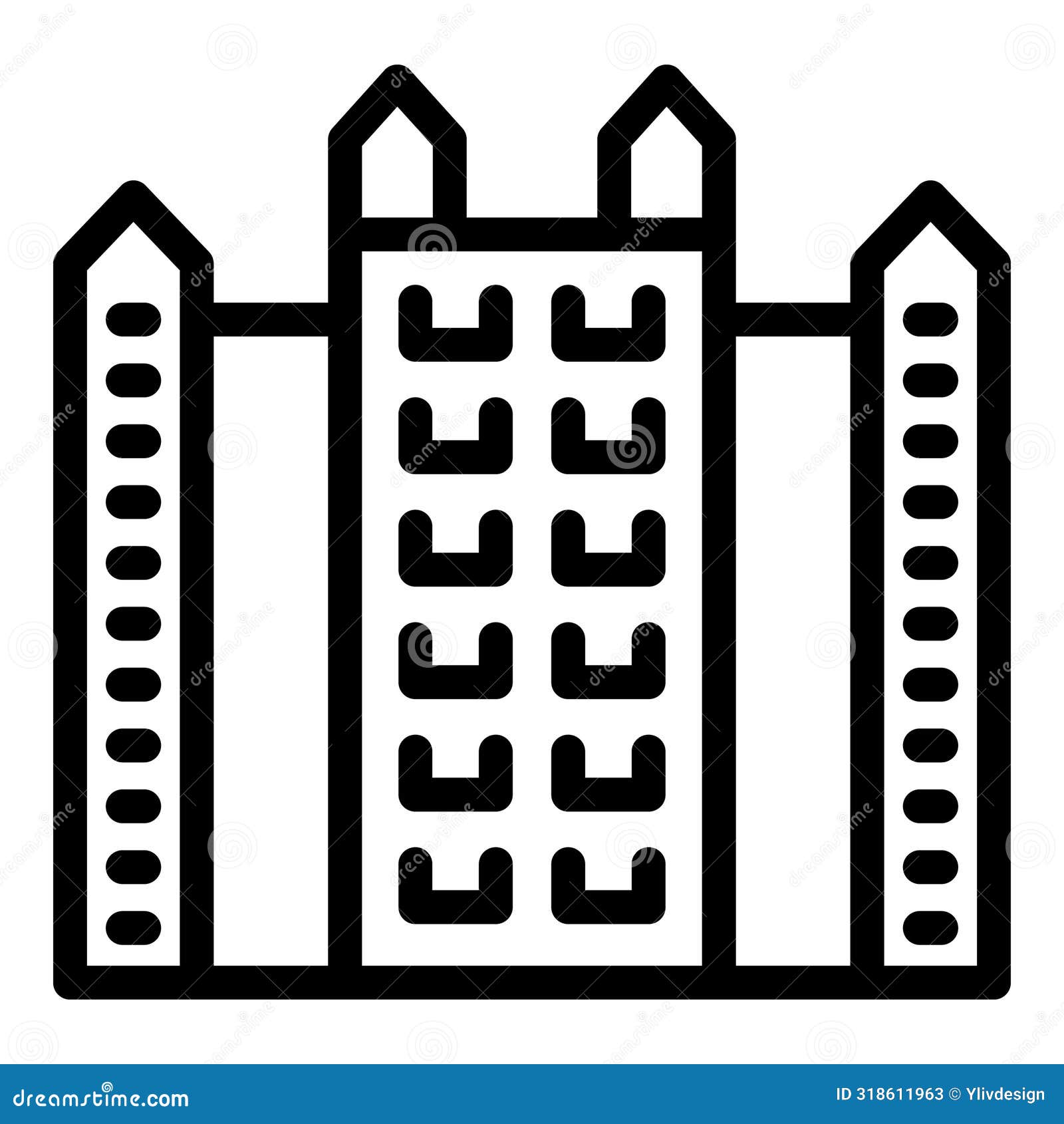 belgian architecture icon outline . old gothic 
