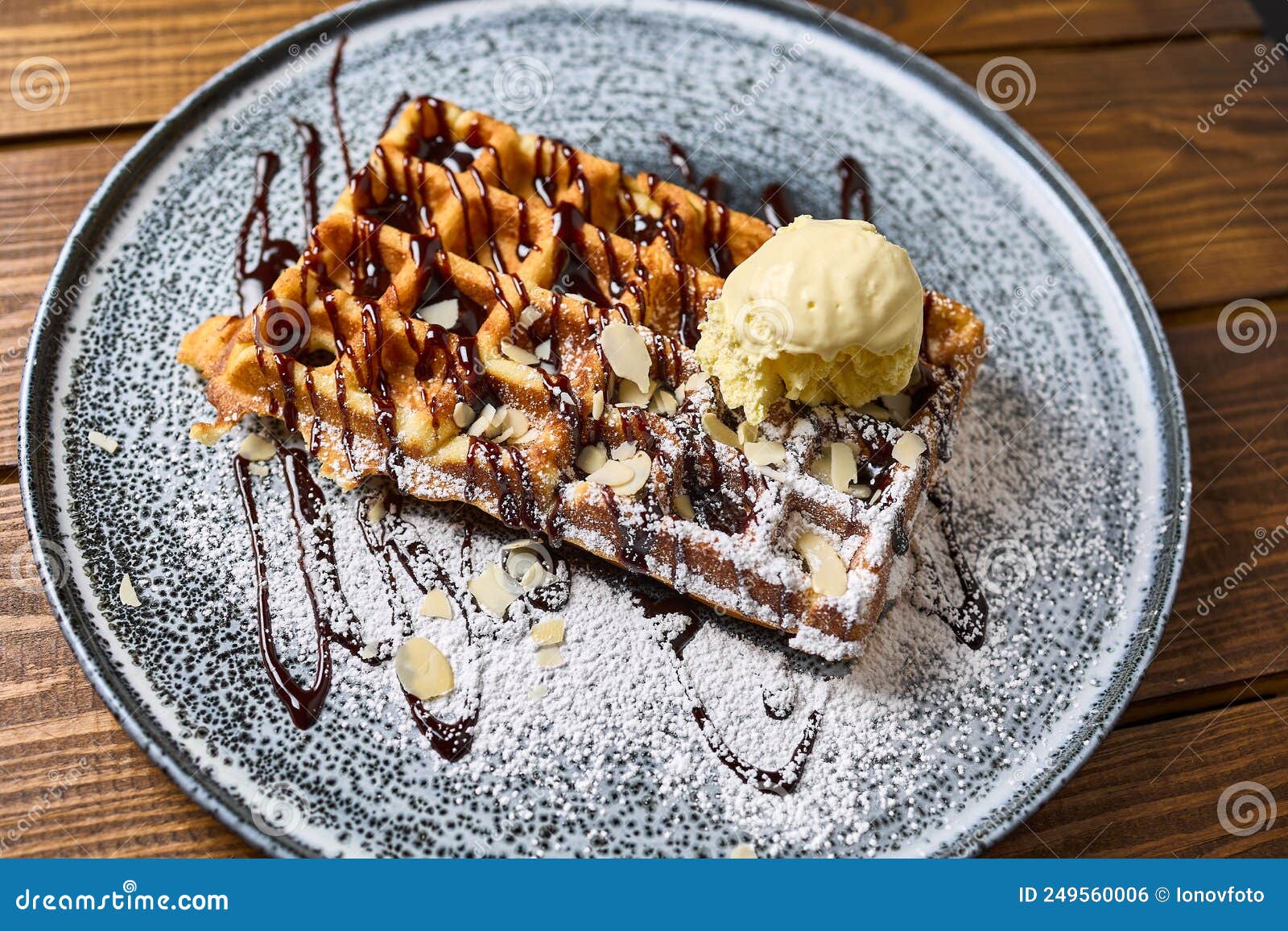 Belgian Waffle with Ice Cream Close Stock Photo Image of waffle