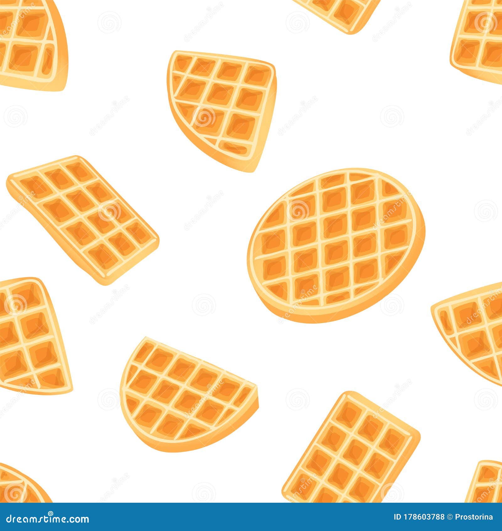 Belgian Waffle Seamless Pattern Drawing Gold Belgian Dessert Background Breakfast Sweet Cooky Vector Drawing Tile Stock Vector Illustration Of Isolated Belgian