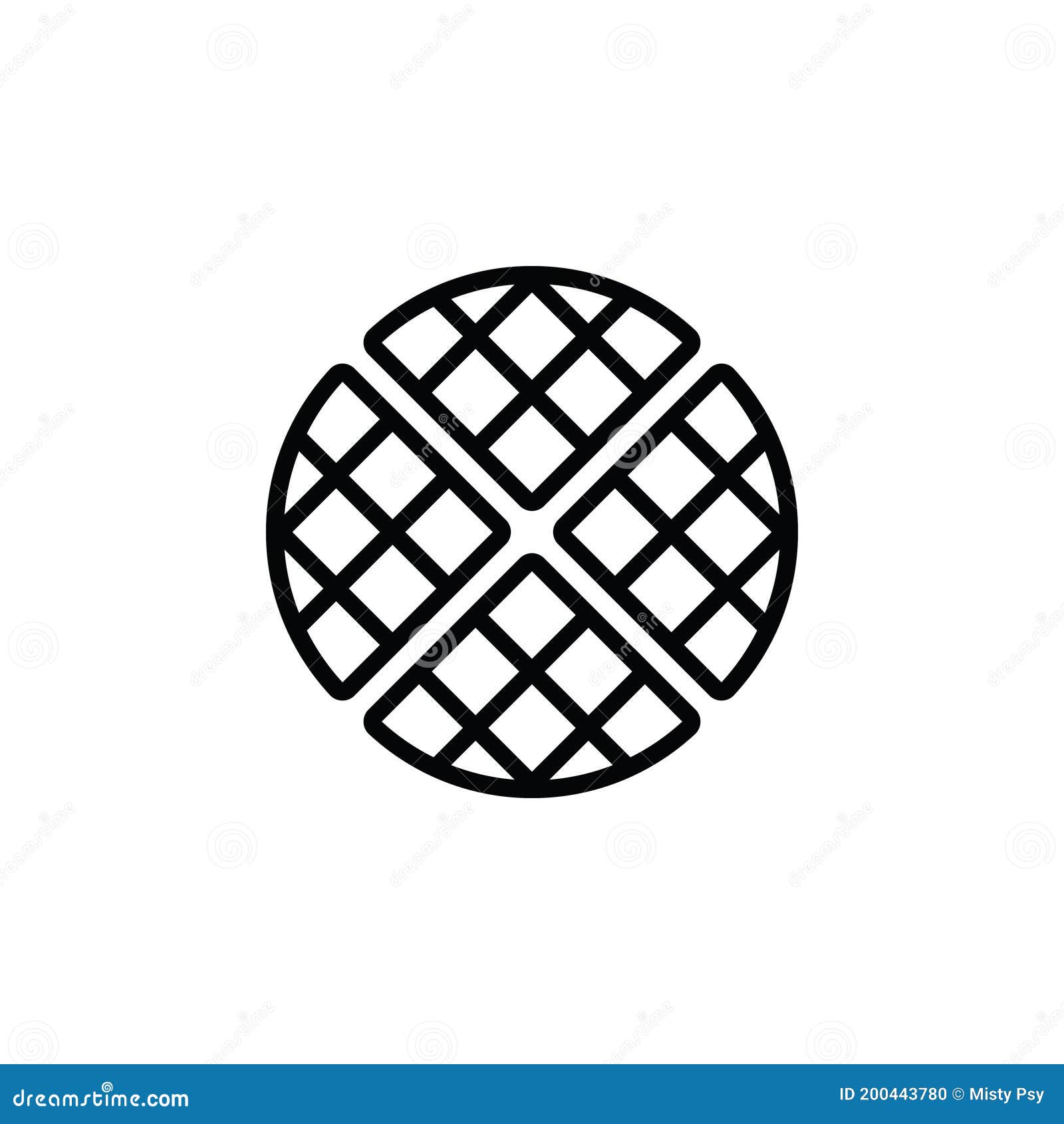Belgian Waffle Vector Icon. Outlined Waffle Isolated on White